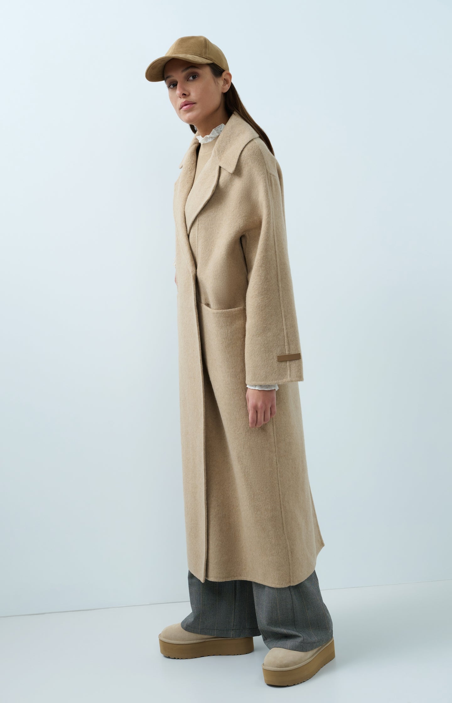 Extra long wool blend coat with oversized fit - Type: lookbook