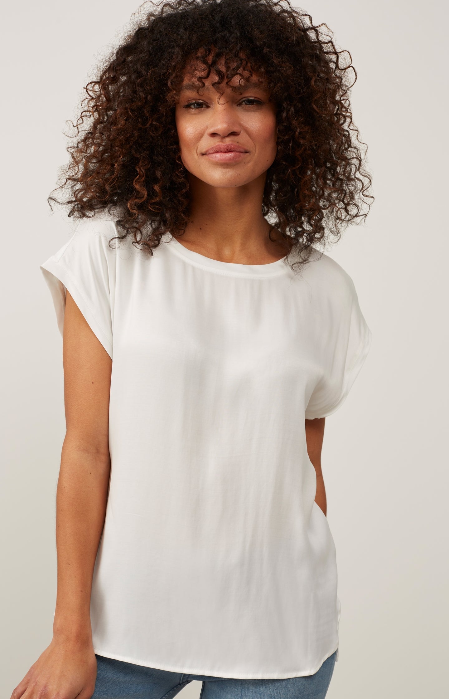 Fabric mix top sleeveless - Off White - Type: lookbook