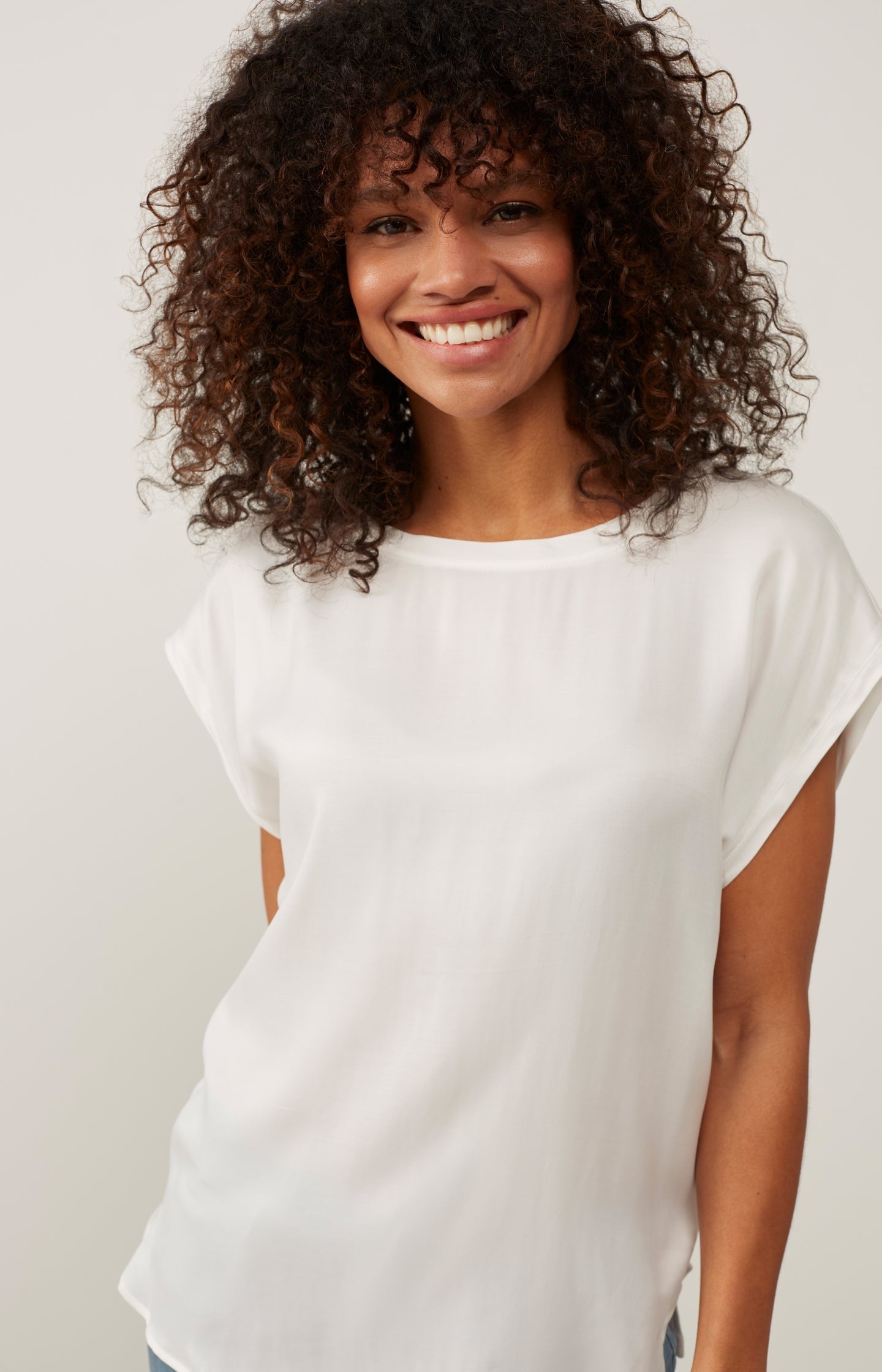 Fabric mix top sleeveless - Off White