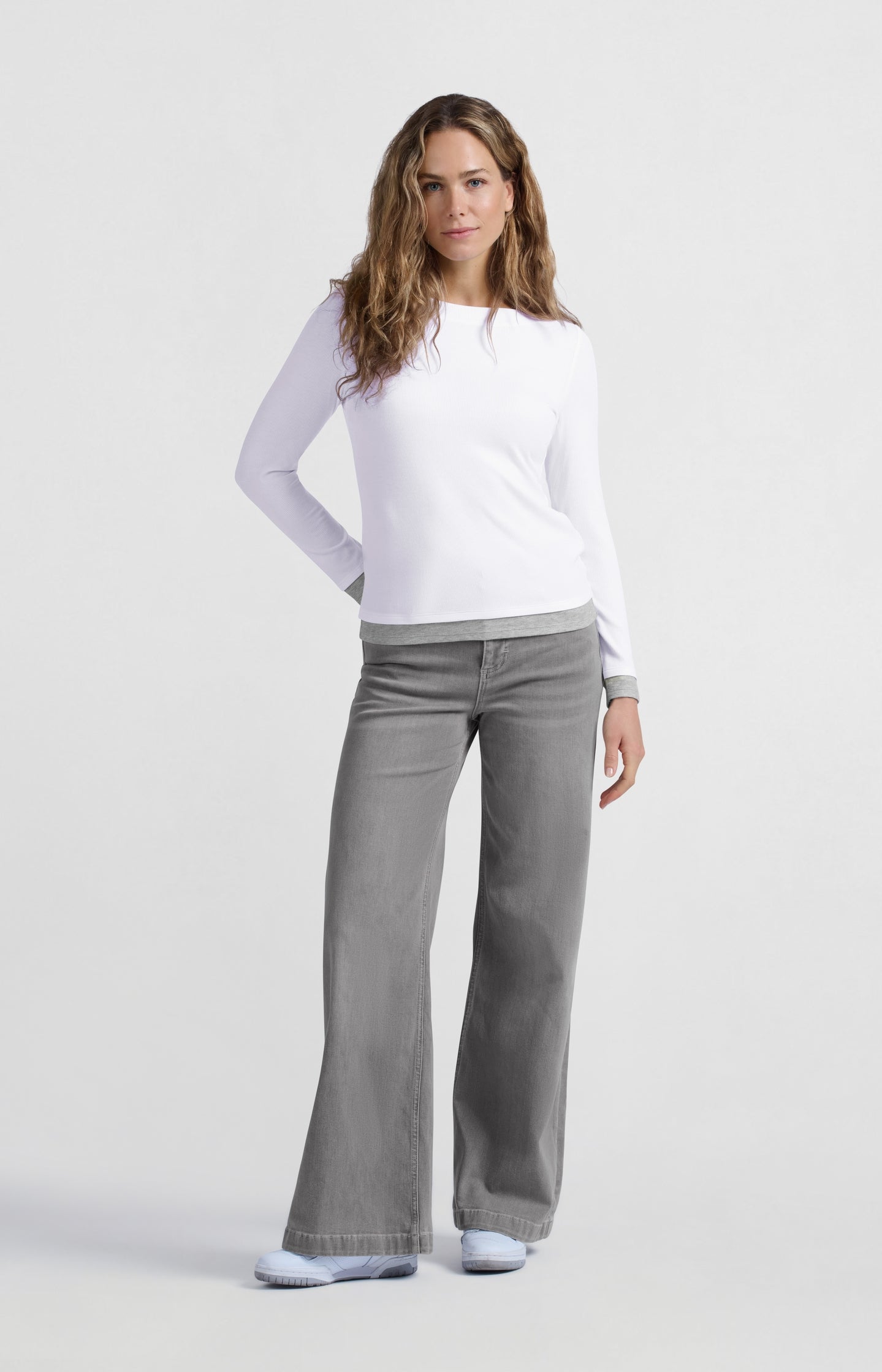 Faux double-layered top with contrasting trim details