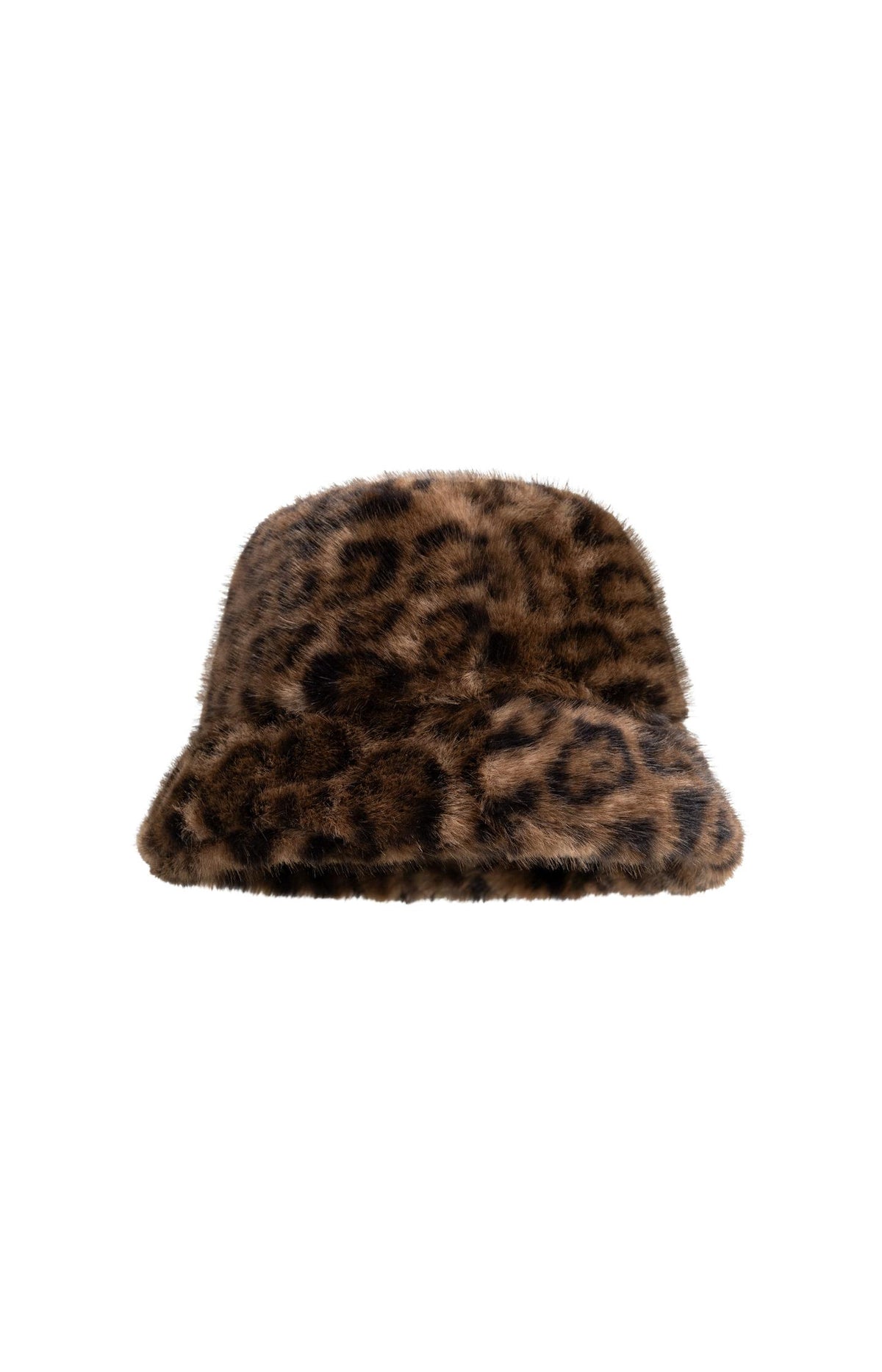 Faux fur bucket hat with leopard print - Cocoa Brown Dessin