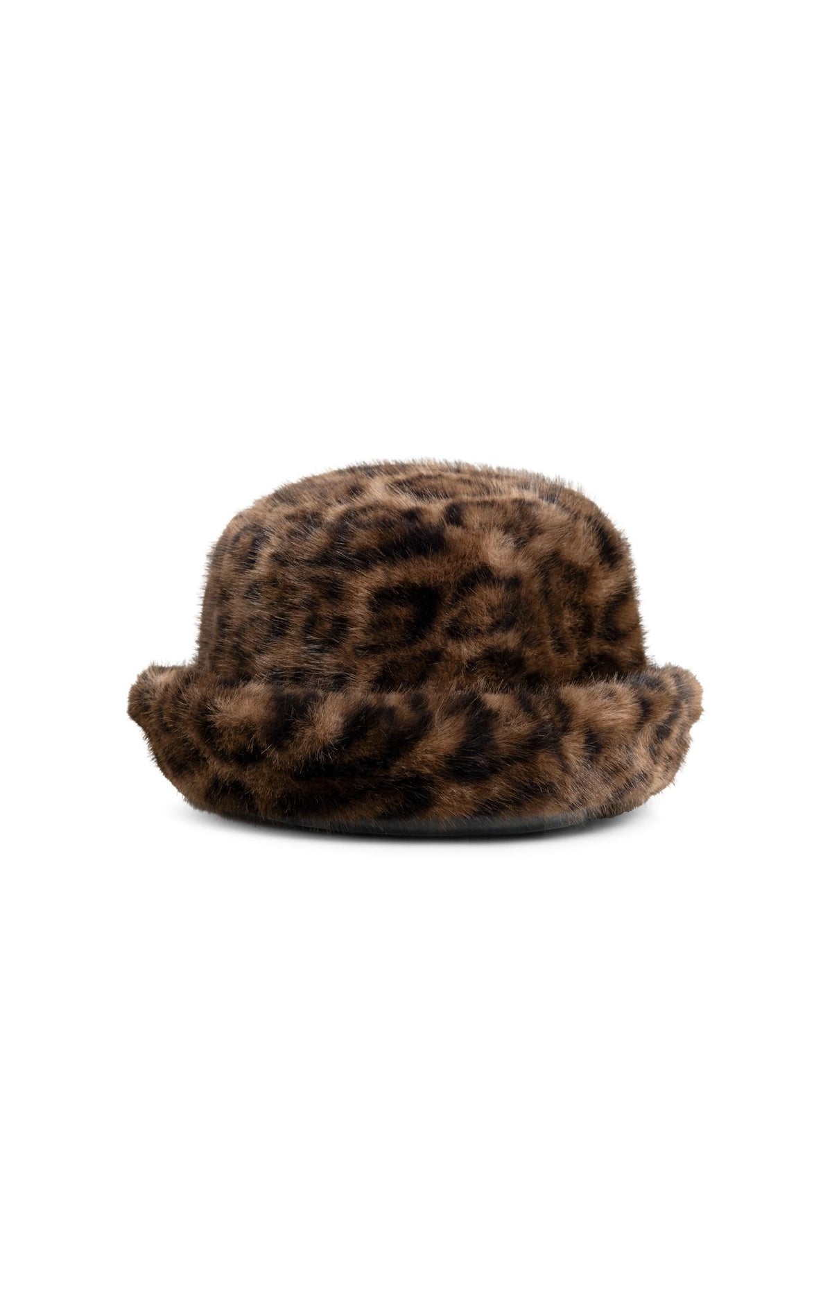 Faux fur bucket hat with leopard print - Cocoa Brown Dessin