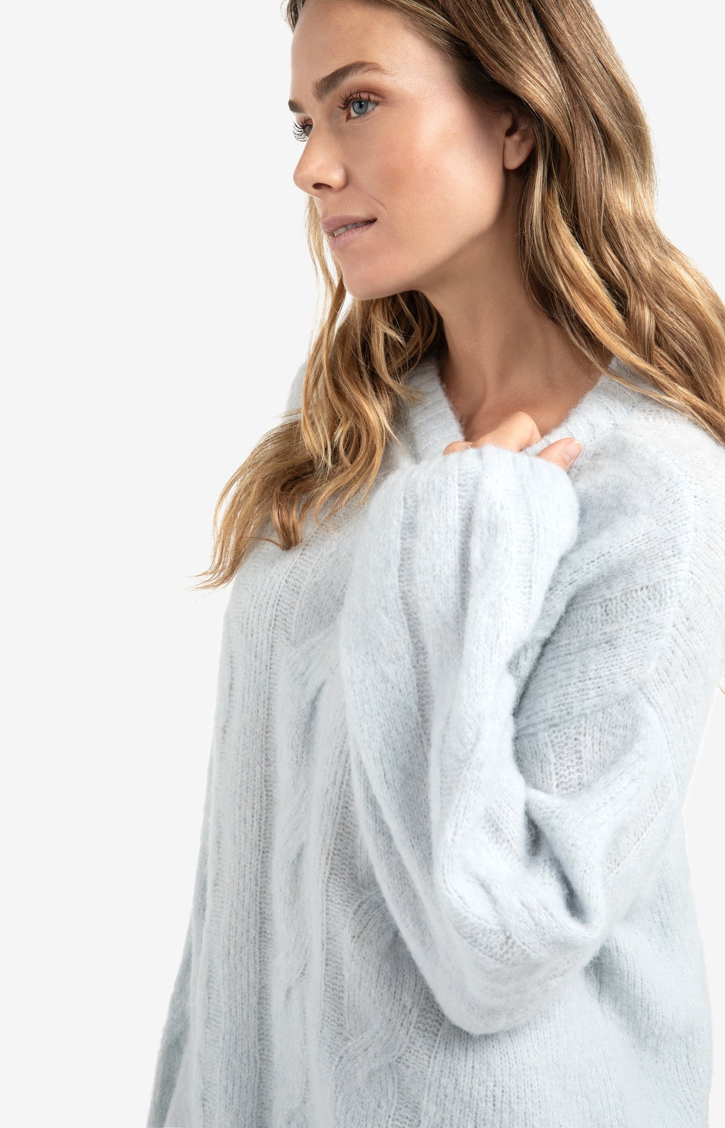 Faux fur jacket with stand-up collar