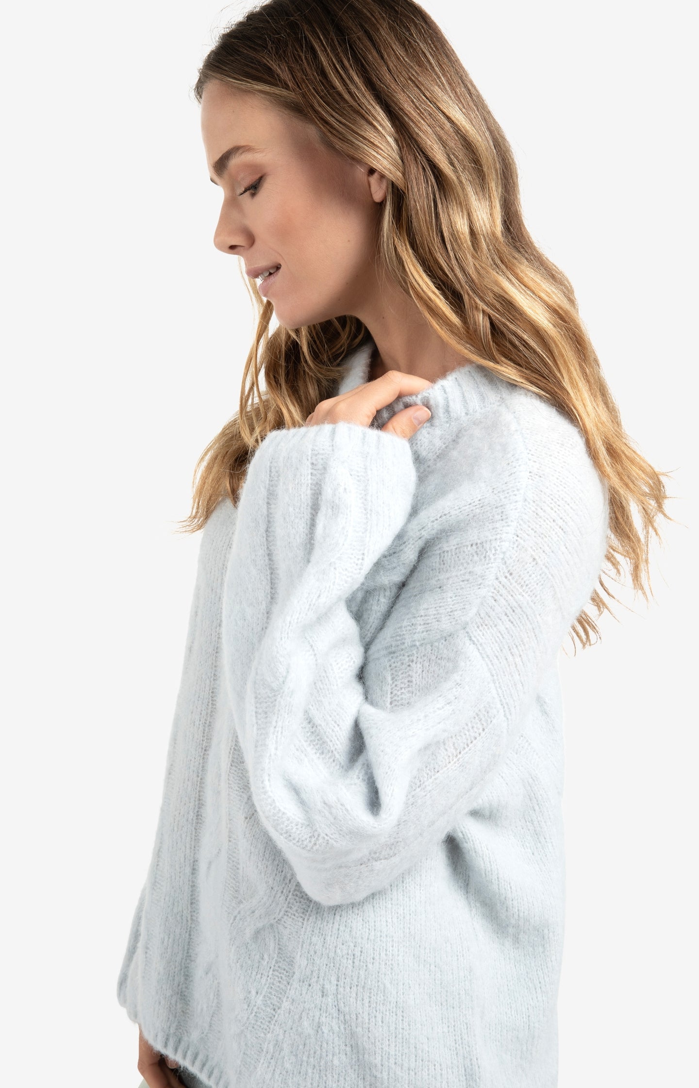 Faux fur jacket with stand-up collar