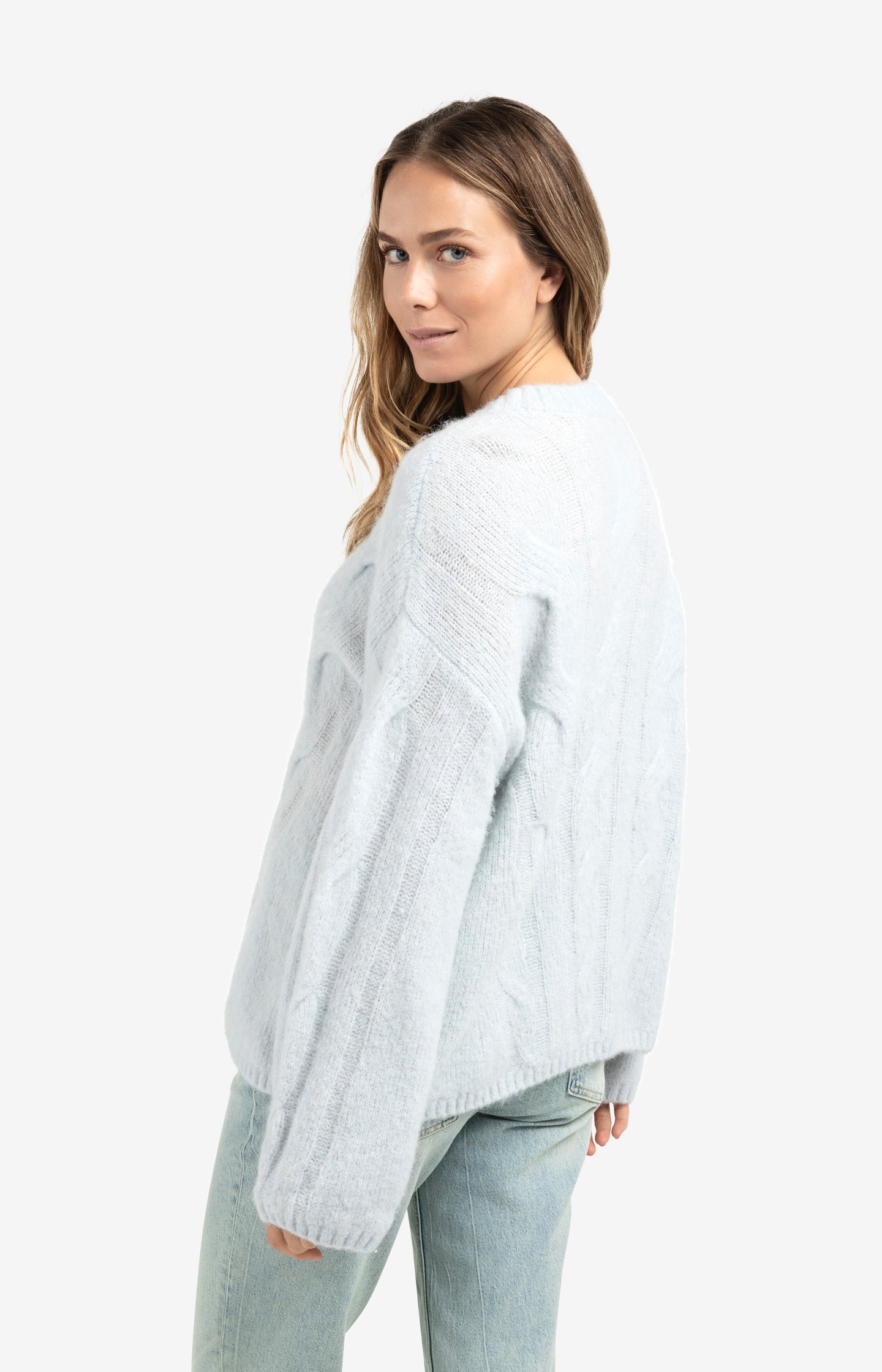 Faux fur jacket with stand-up collar