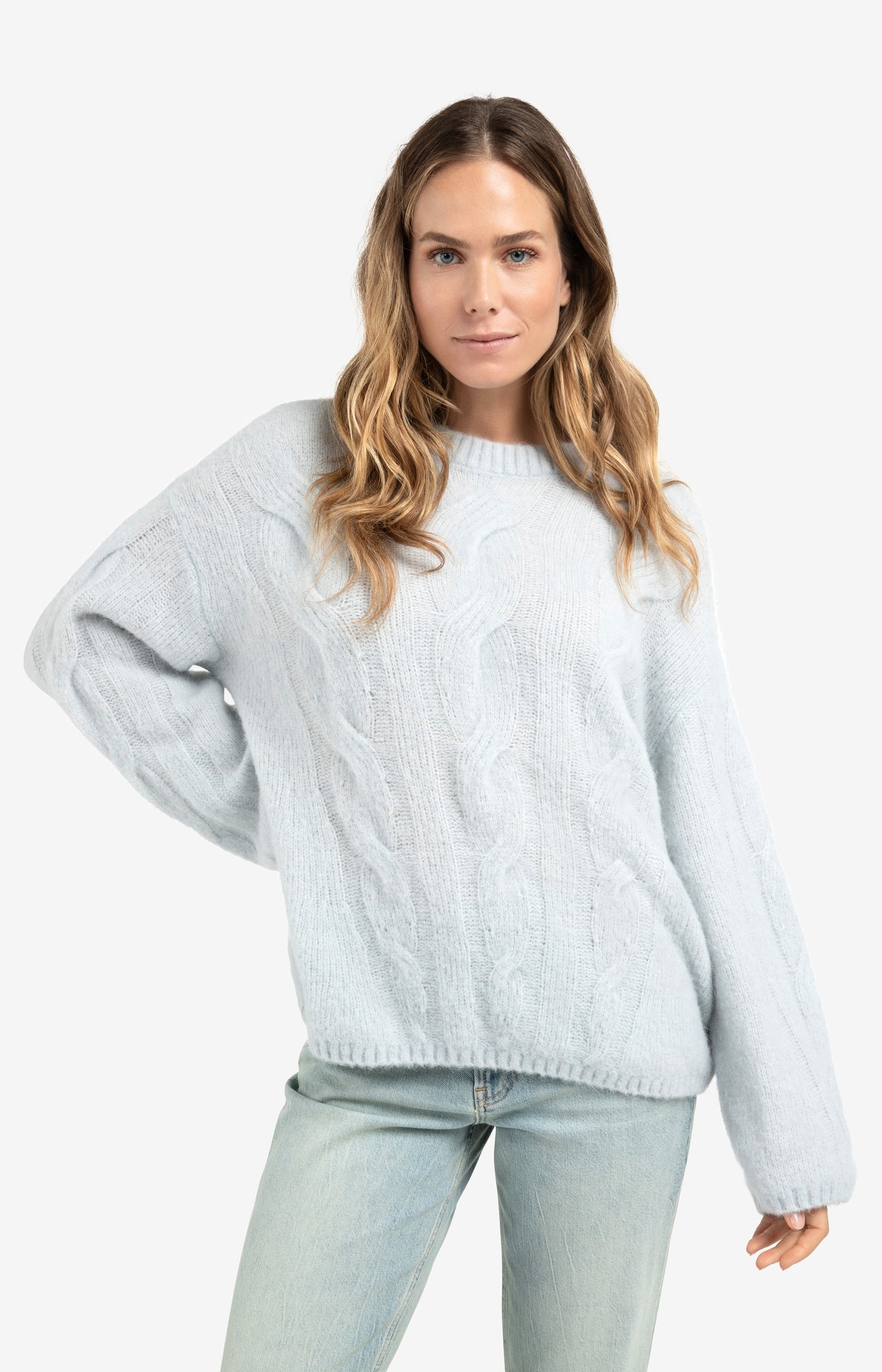 Faux fur jacket with stand-up collar