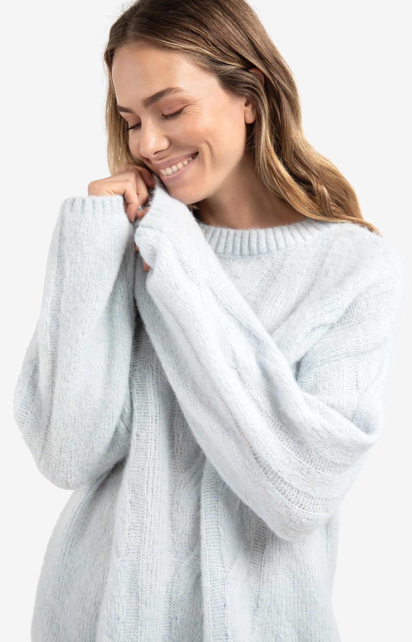 Faux fur jacket with stand-up collar