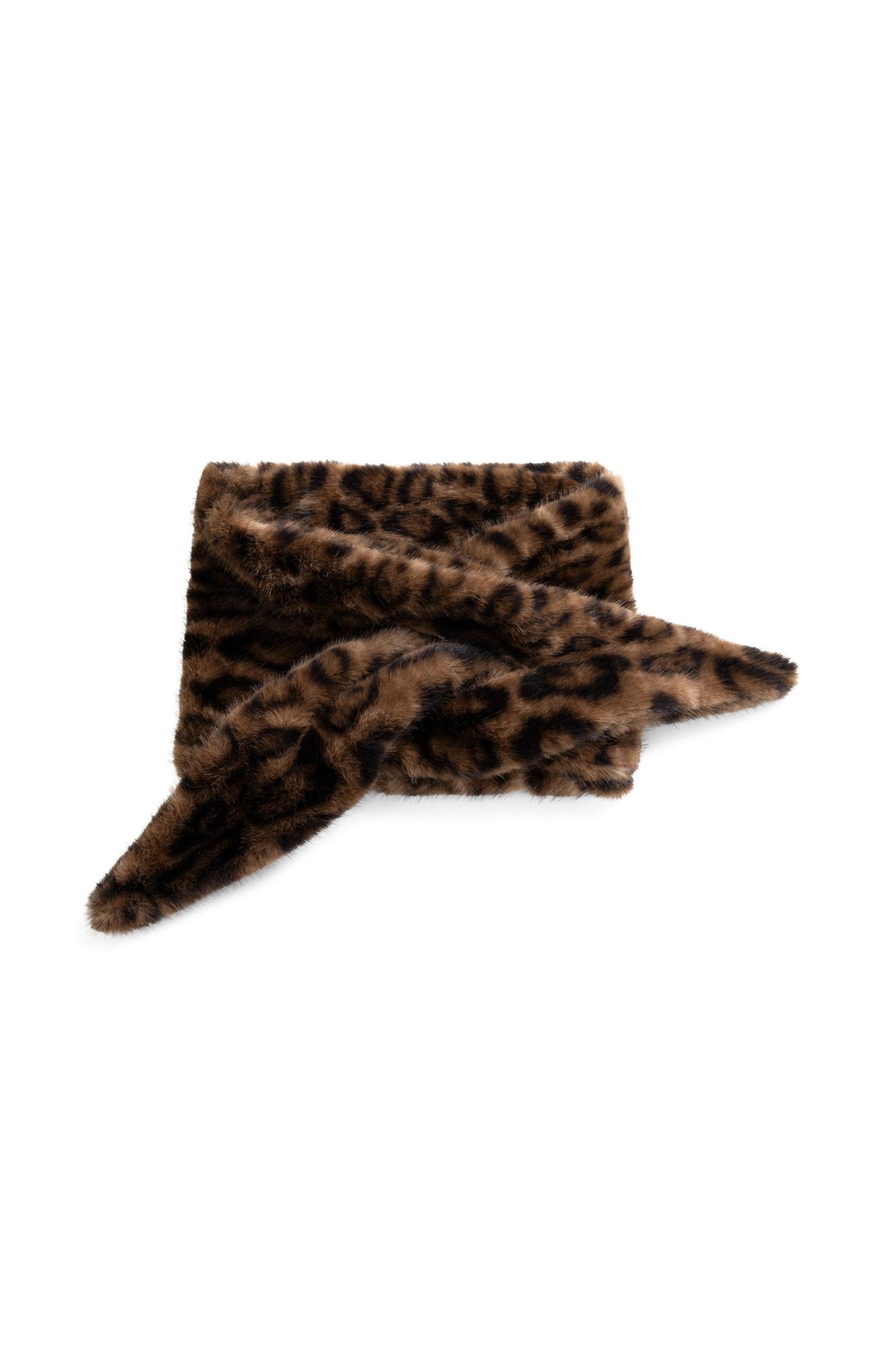 Faux fur scarf with leopard print - Cocoa Brown Dessin