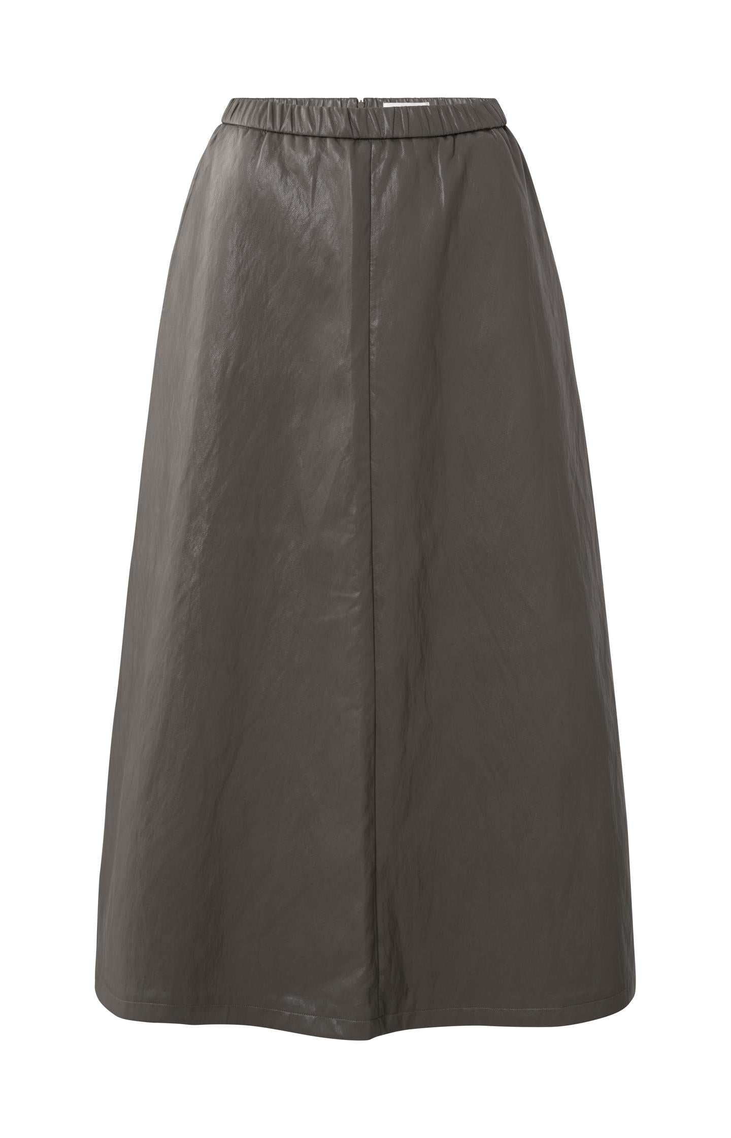 Faux leather A-line midi skirt with pockets - Type: product
