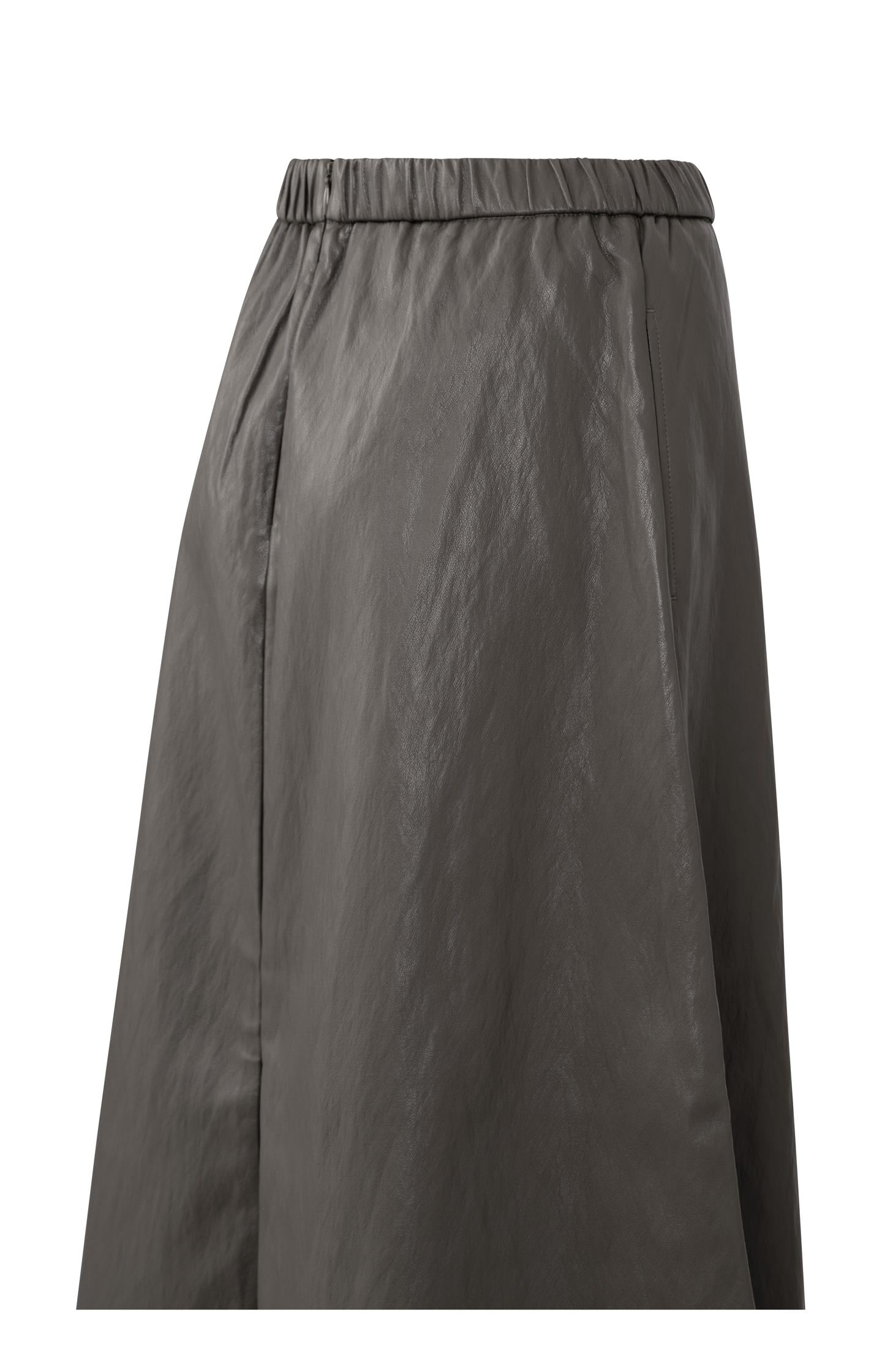 Faux leather A-line midi skirt with pockets