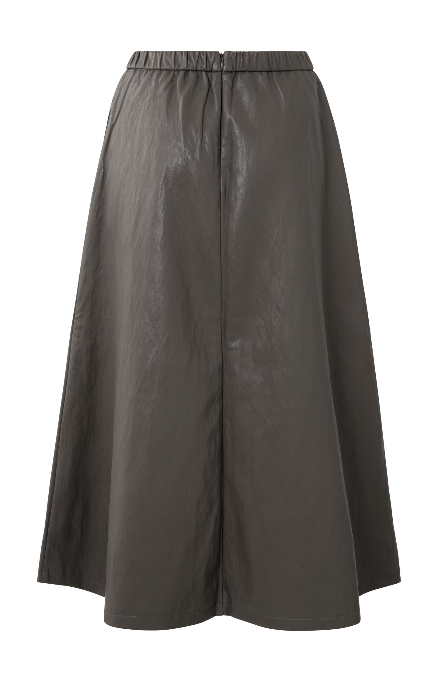Faux leather A-line midi skirt with pockets