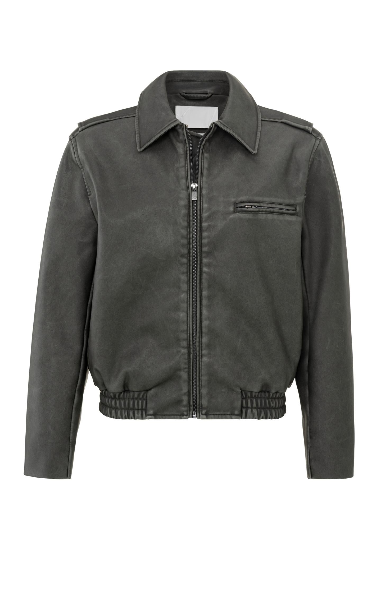 Faux leather bomber jacket with long sleeves and zippers - Type: product