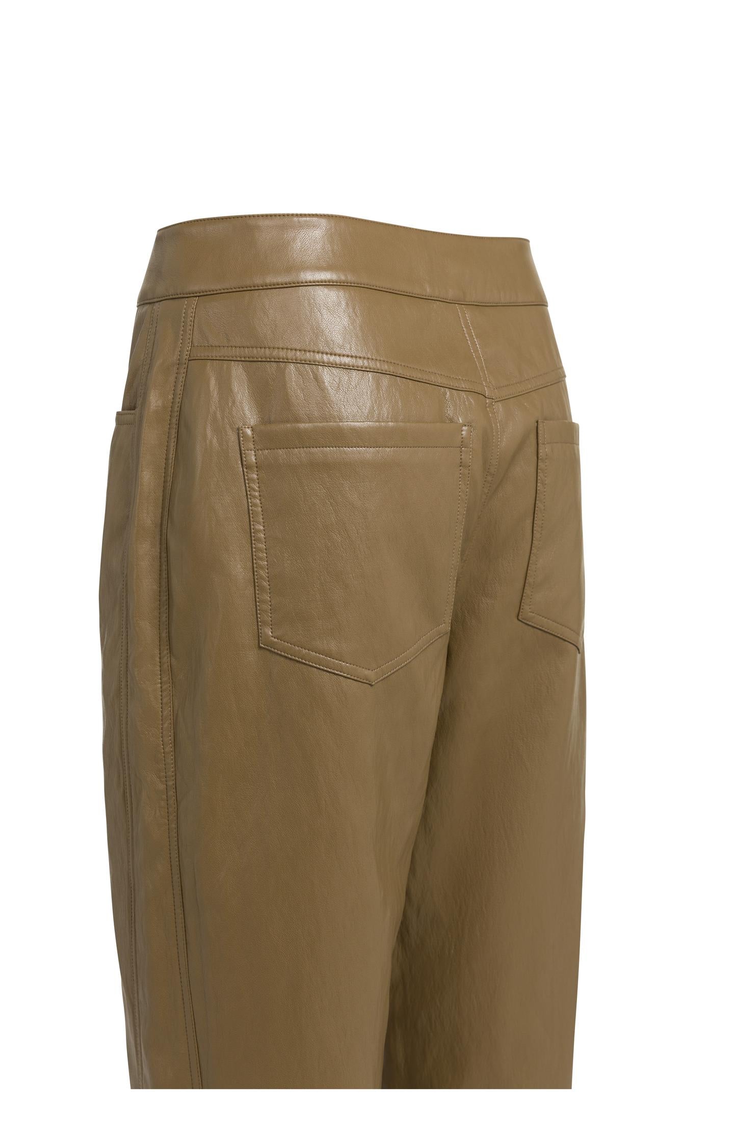 Faux leather carrot fit trousers
