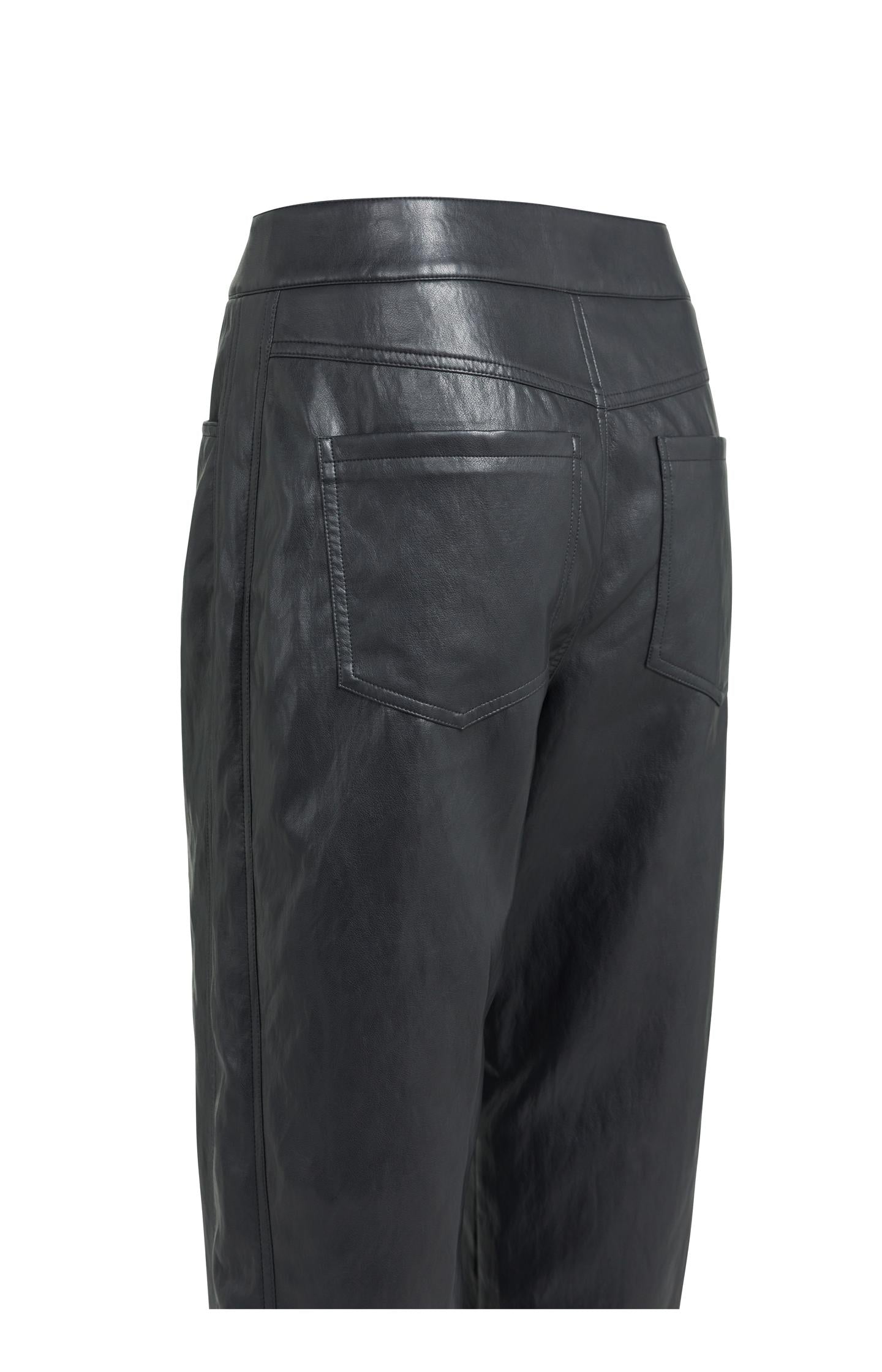 Faux leather carrot fit trousers