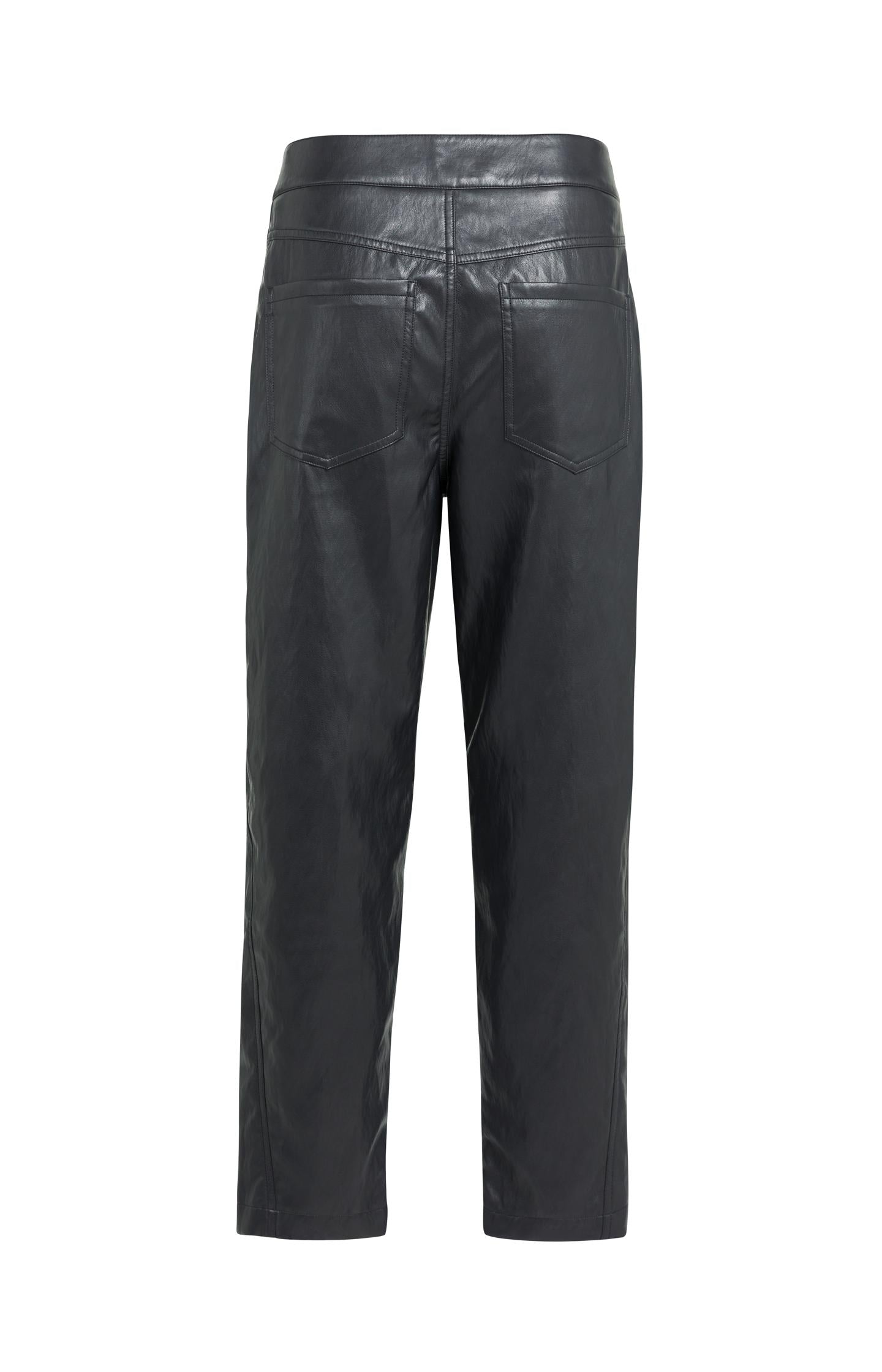 Faux leather carrot fit trousers