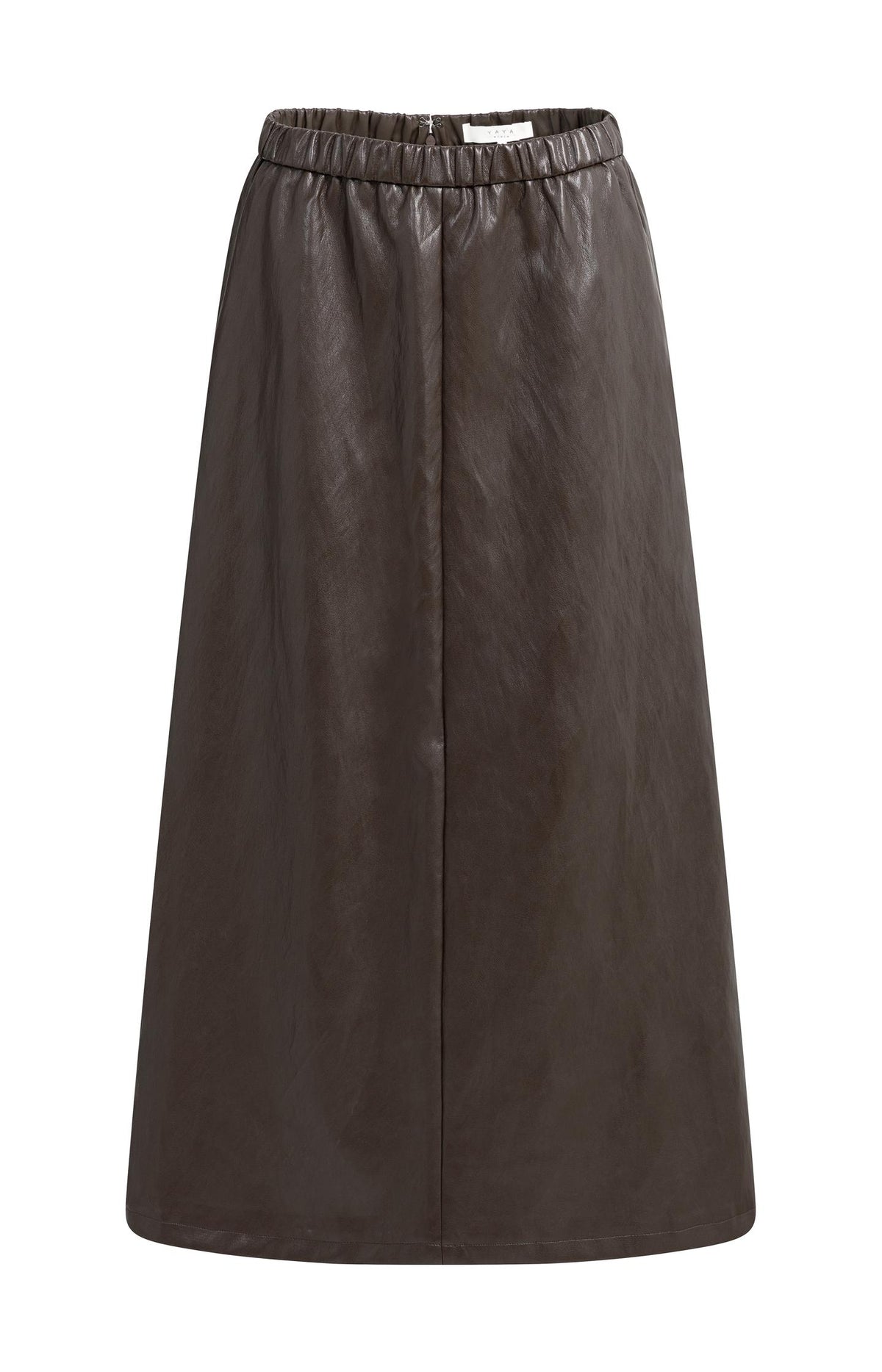Faux leather midi skirt with pockets - Hole Black