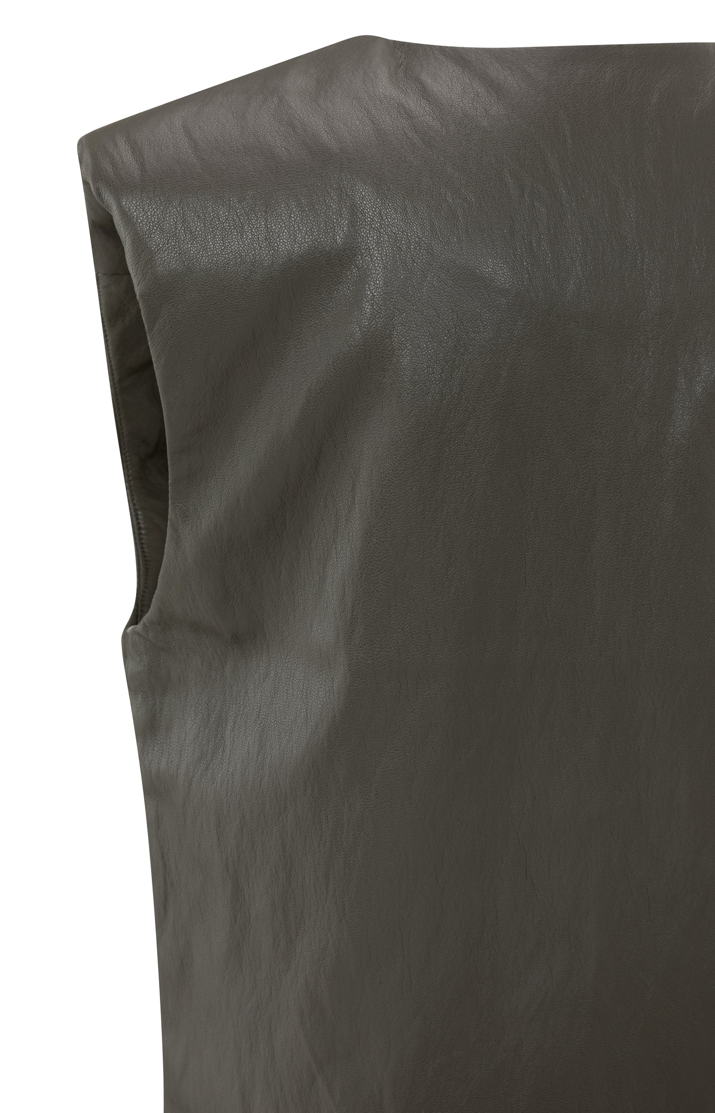 Faux leather sleeveless vest with shoulder pads