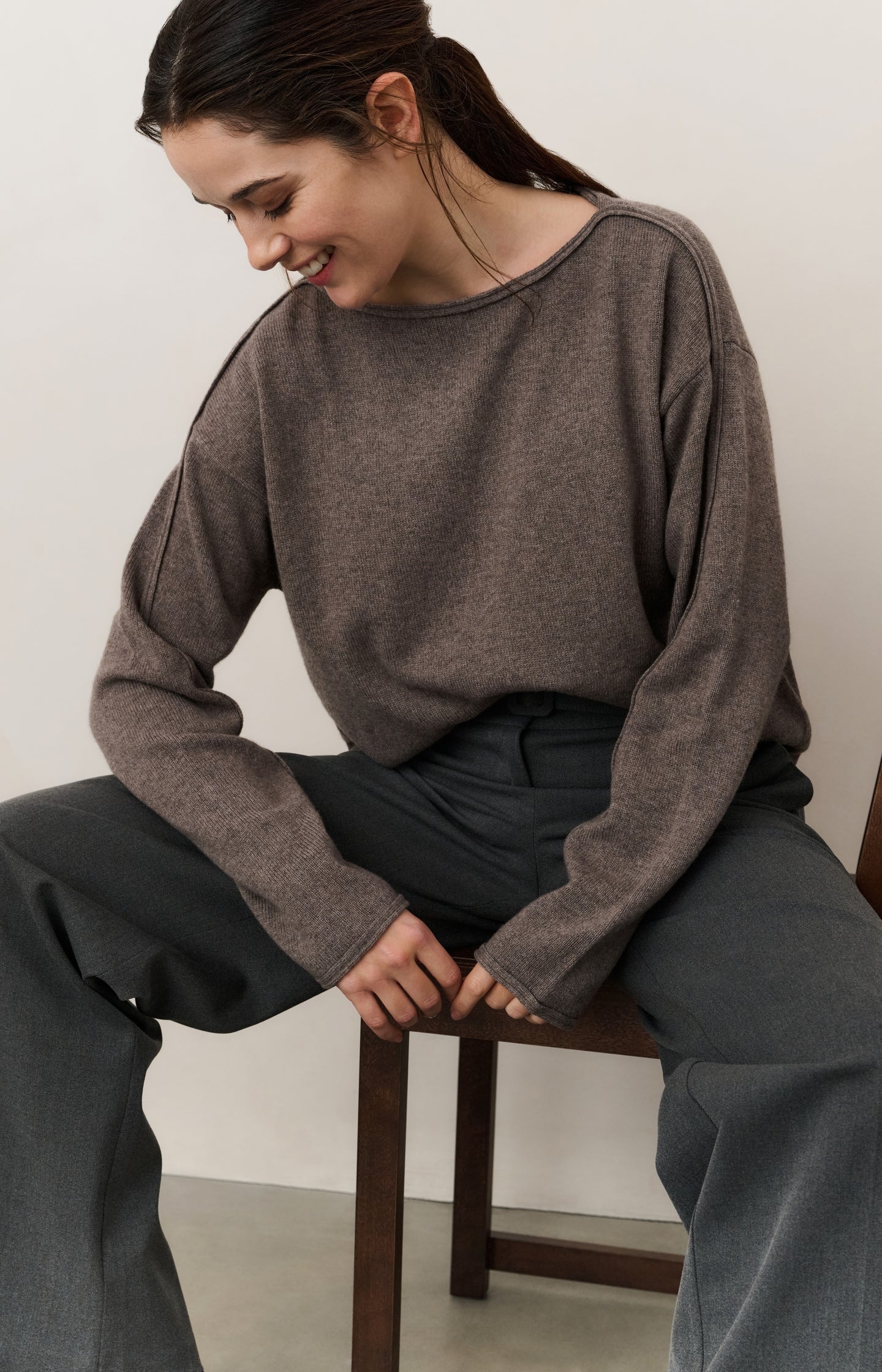 Faux leather trousers with seam details - Type: lookbook