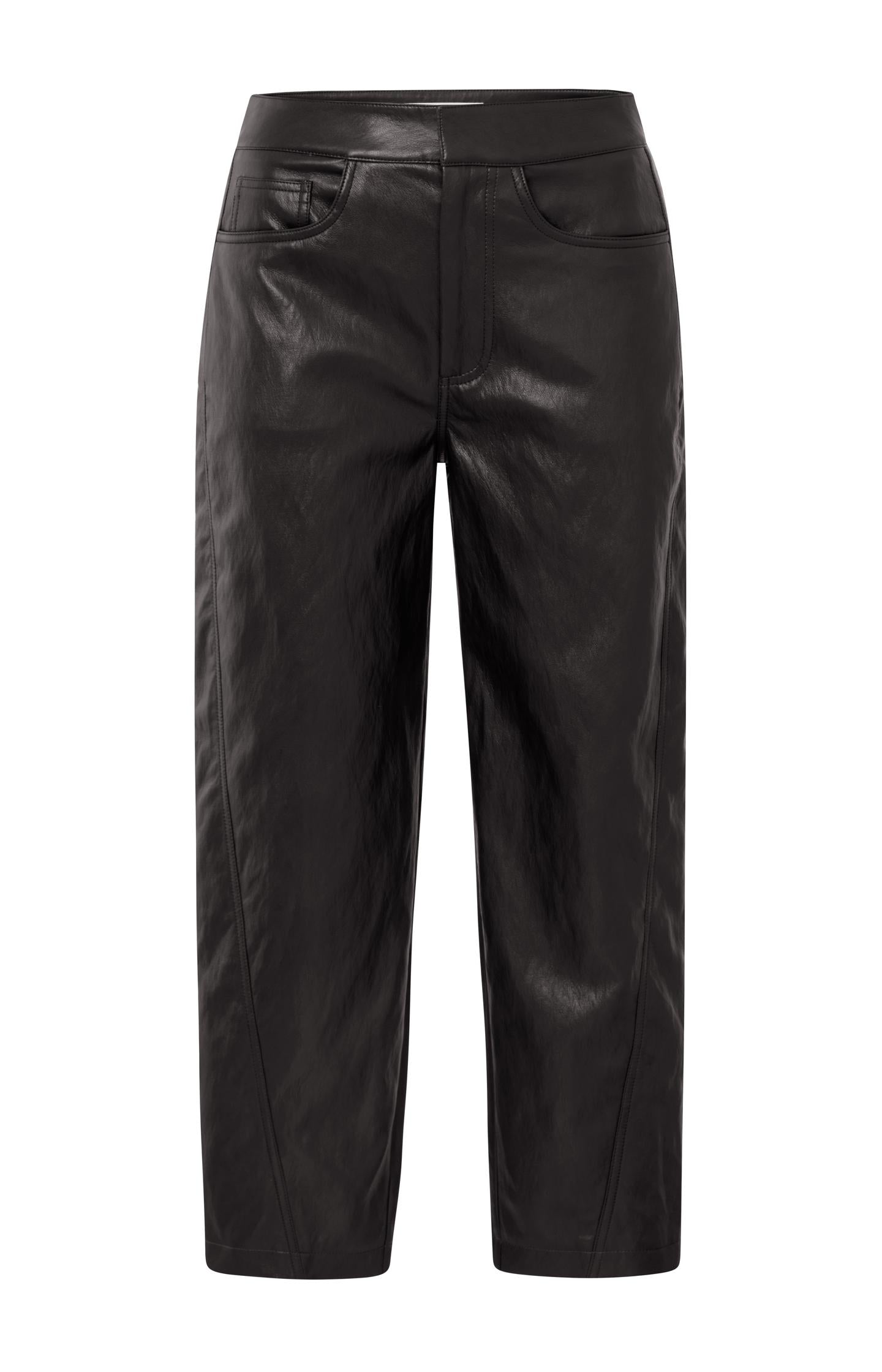 Faux leather trousers with seam details - Type: product