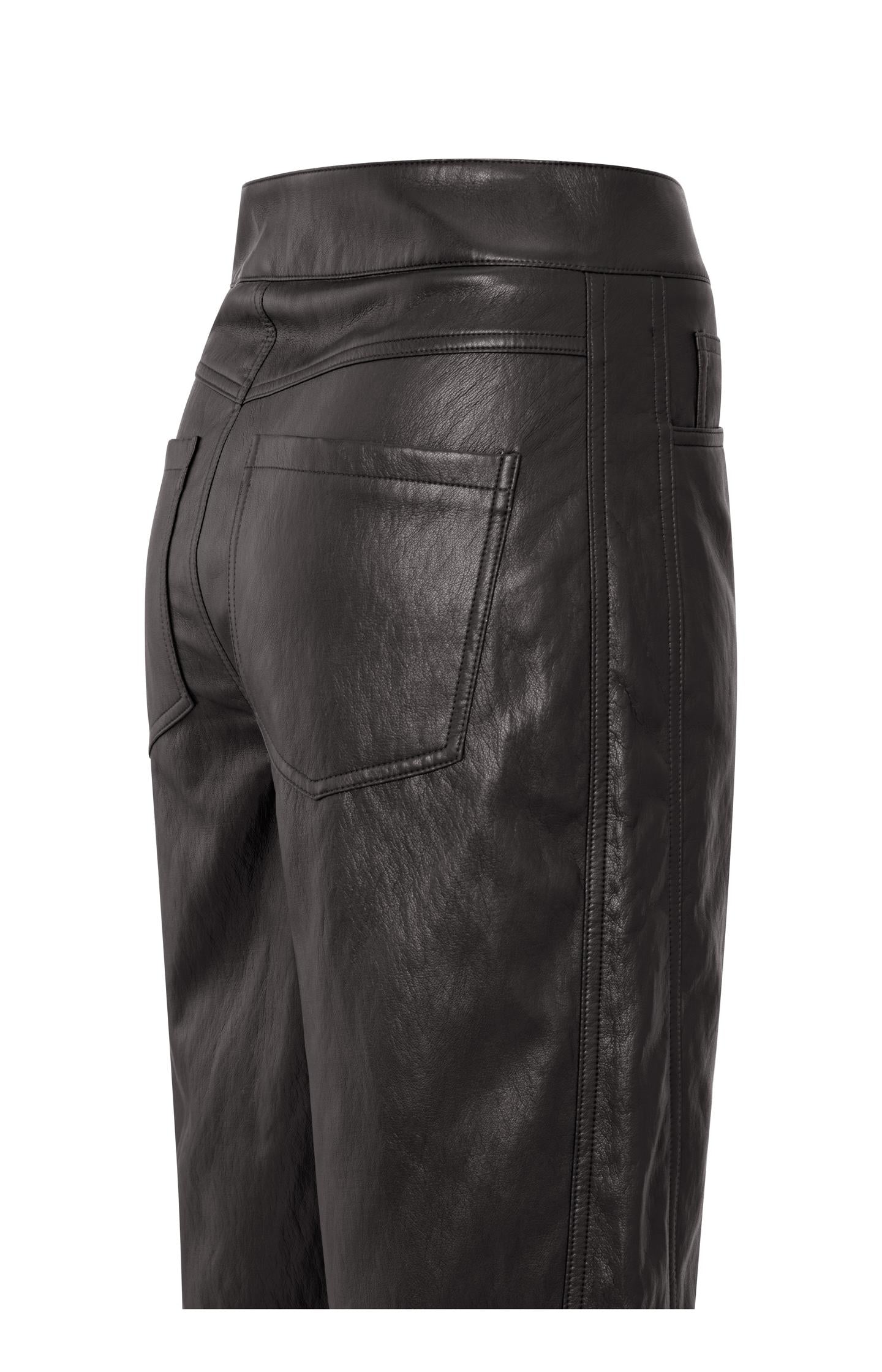 Faux leather trousers with seam details