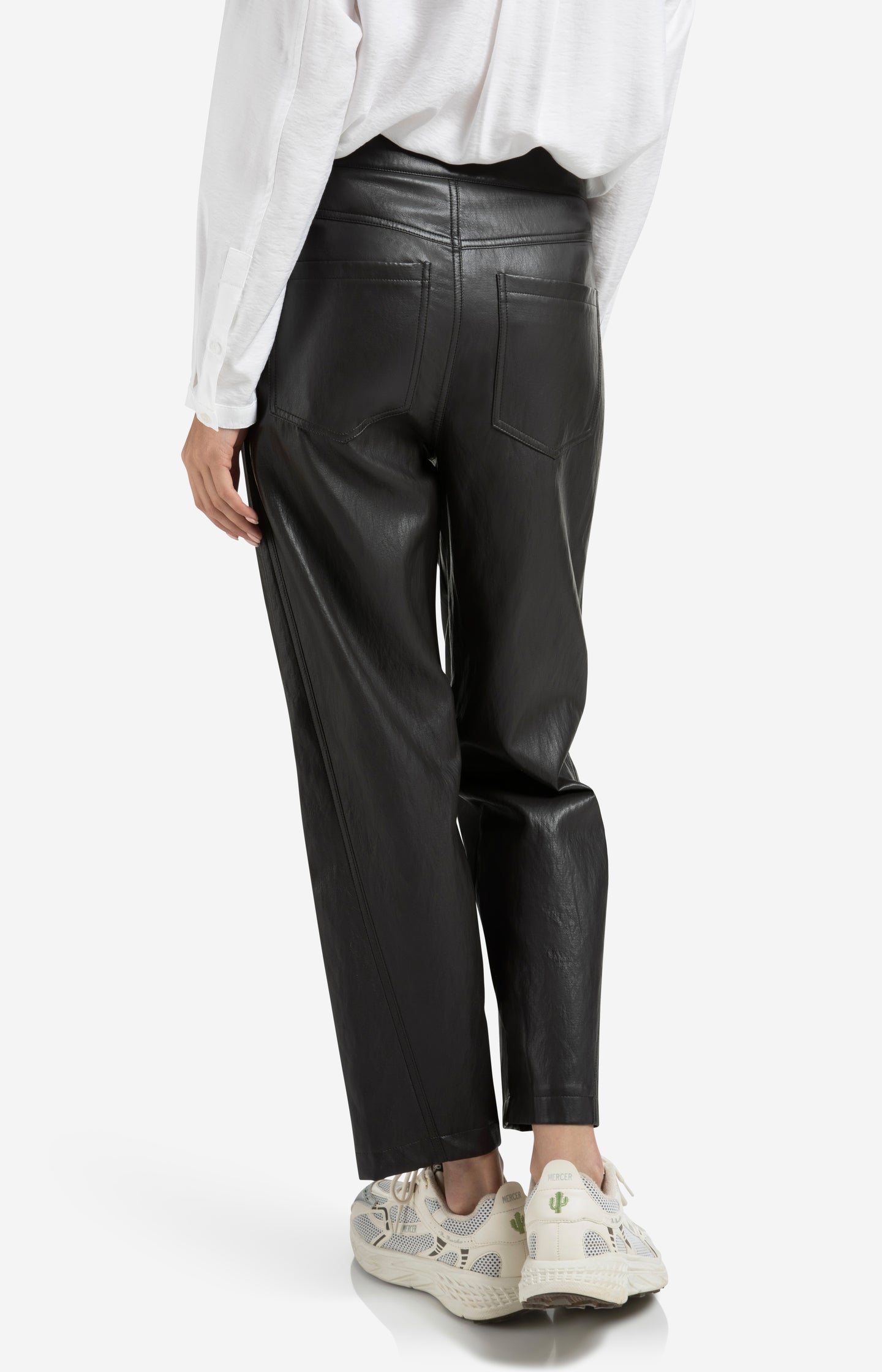 Faux leather trousers with seam details