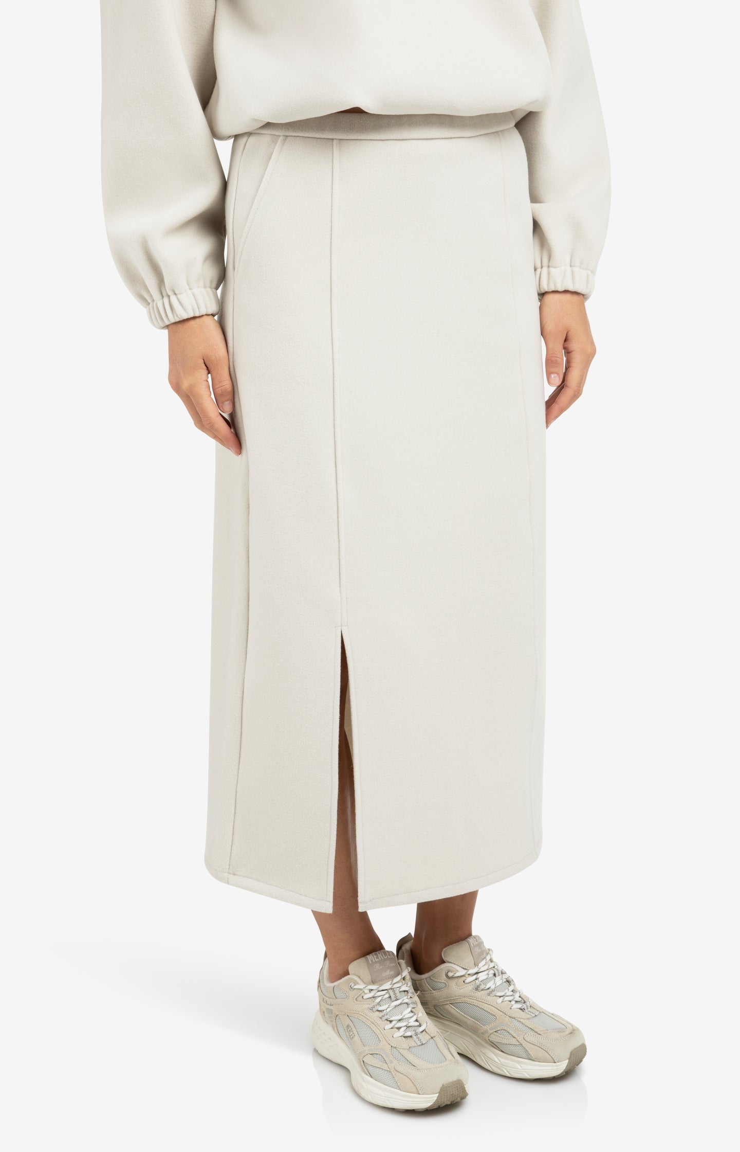 Faux leather trousers with seam details