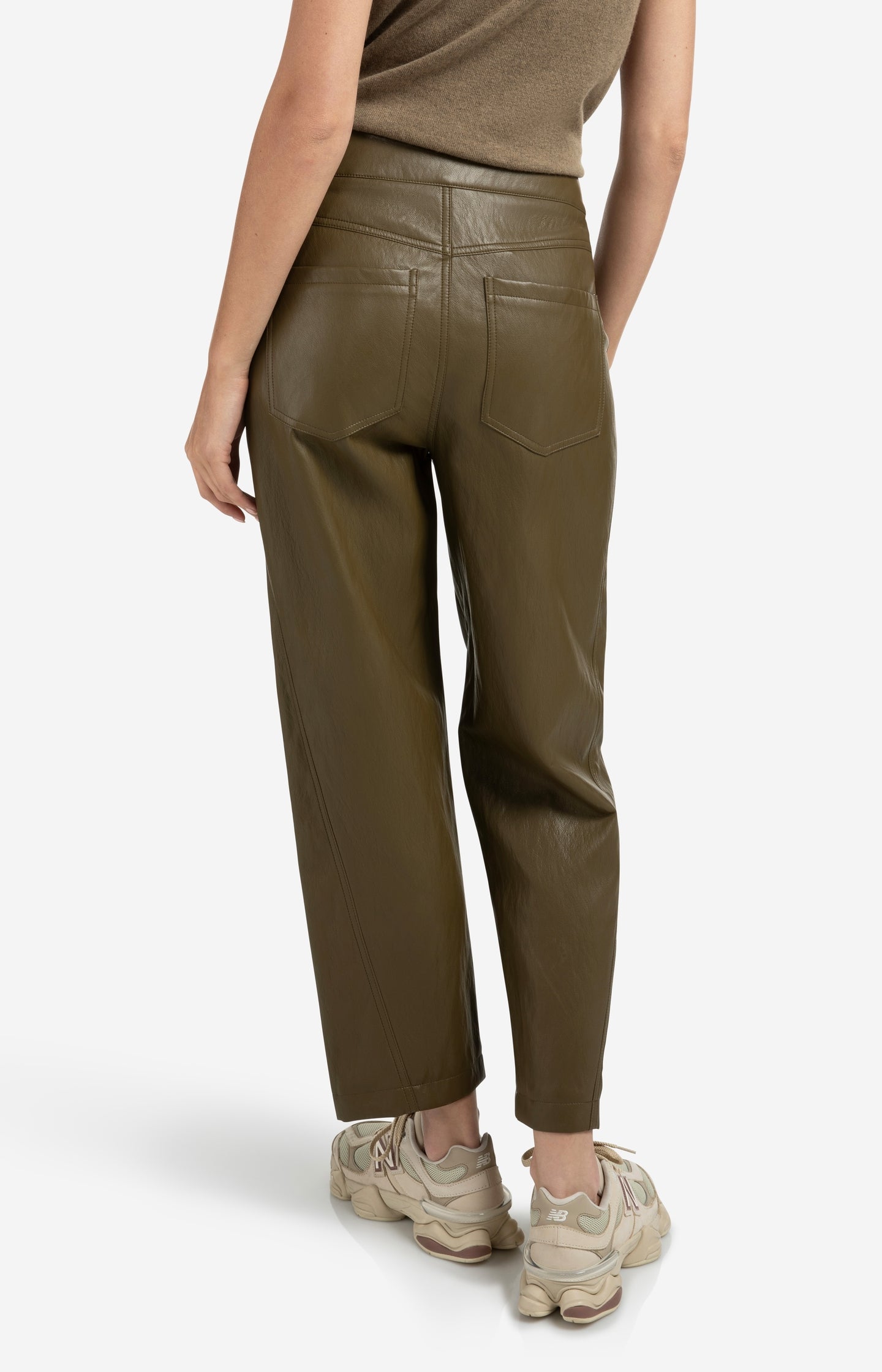 Faux leather trousers with seam details