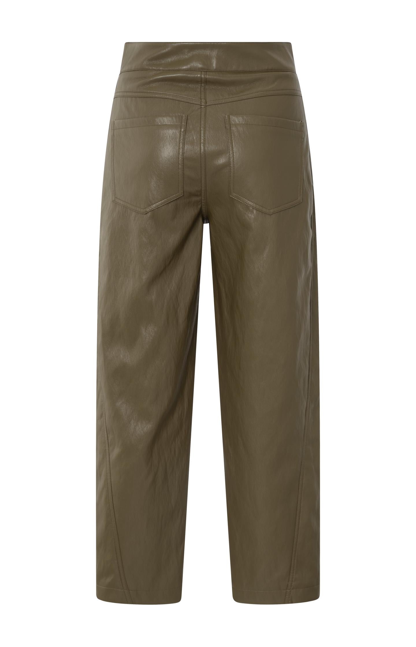 Faux leather trousers with seam details