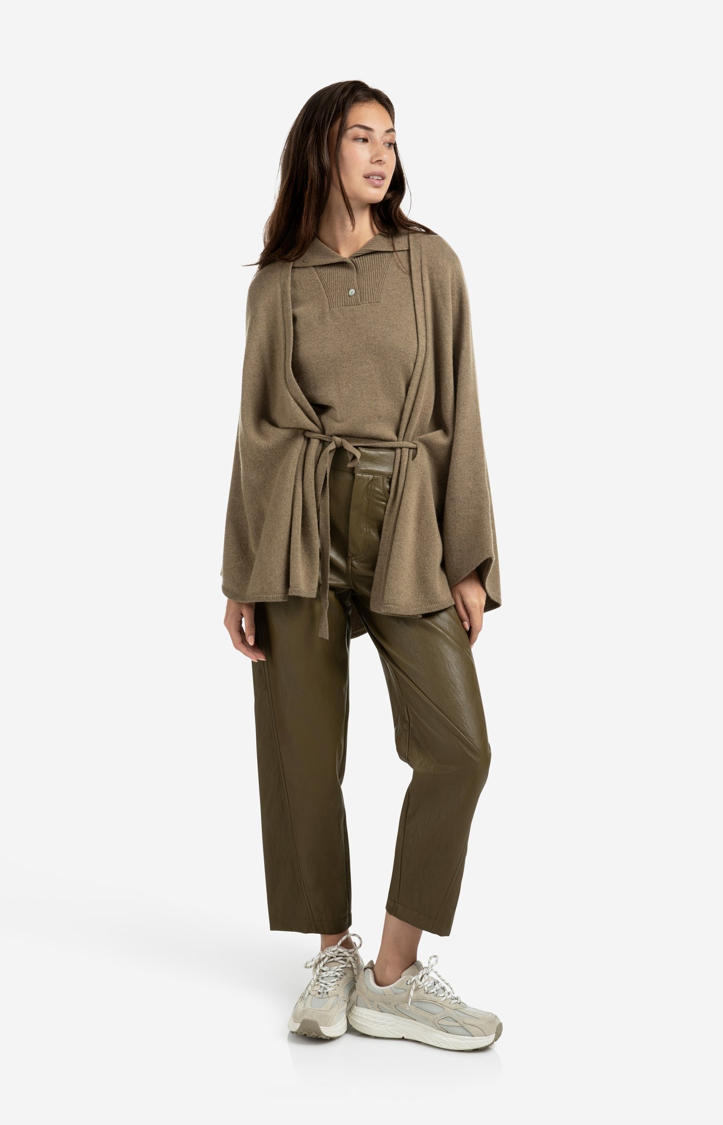 Faux leather trousers with seam details