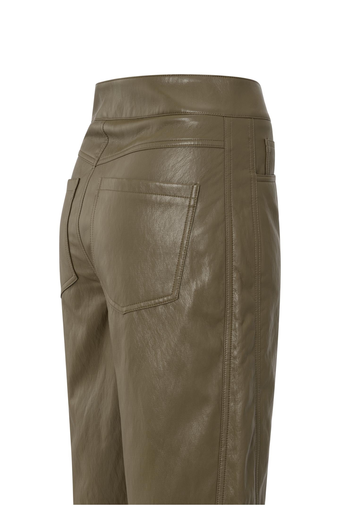 Faux leather trousers with seam details