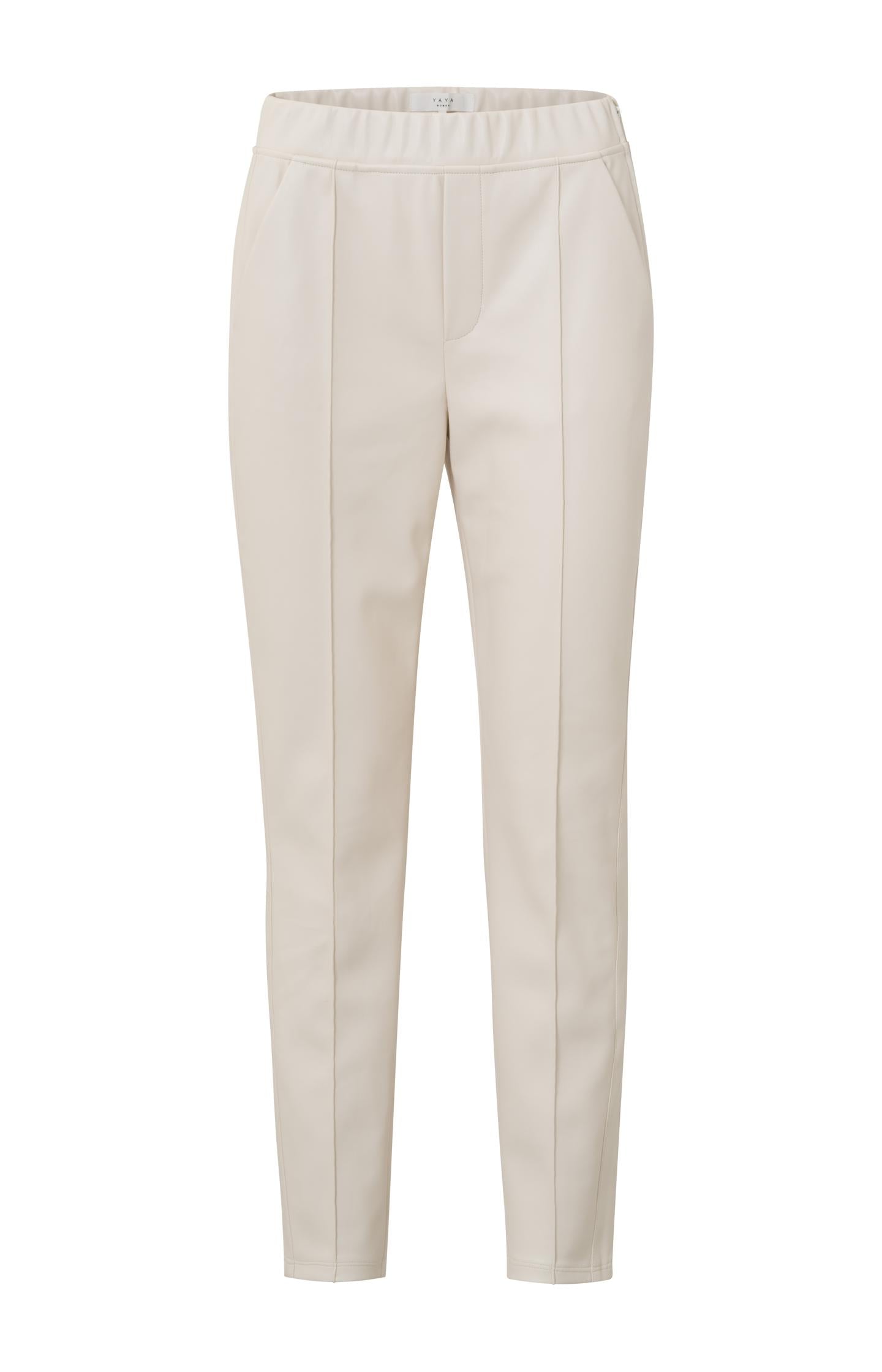 Faux leather trousers with side pockets and seam details - Type: product