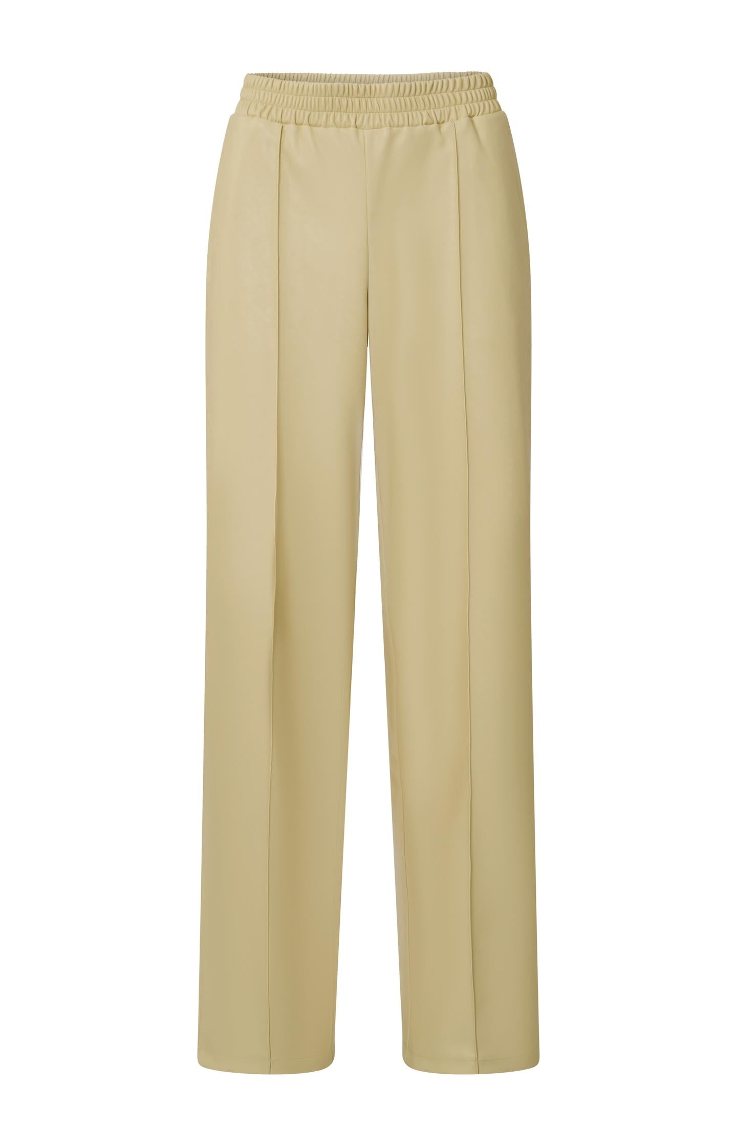 Faux leather wide leg trousers with elastic waist and pocket - Type: product