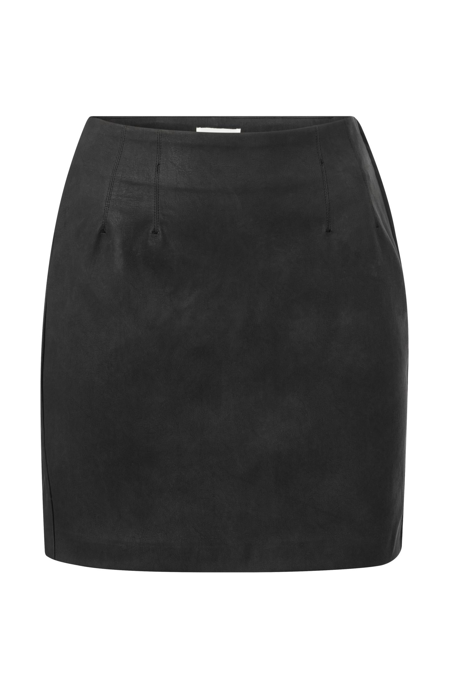 Faux nubuck leather skirt with stitching and back pocket - Anthracite Melange - Type: product