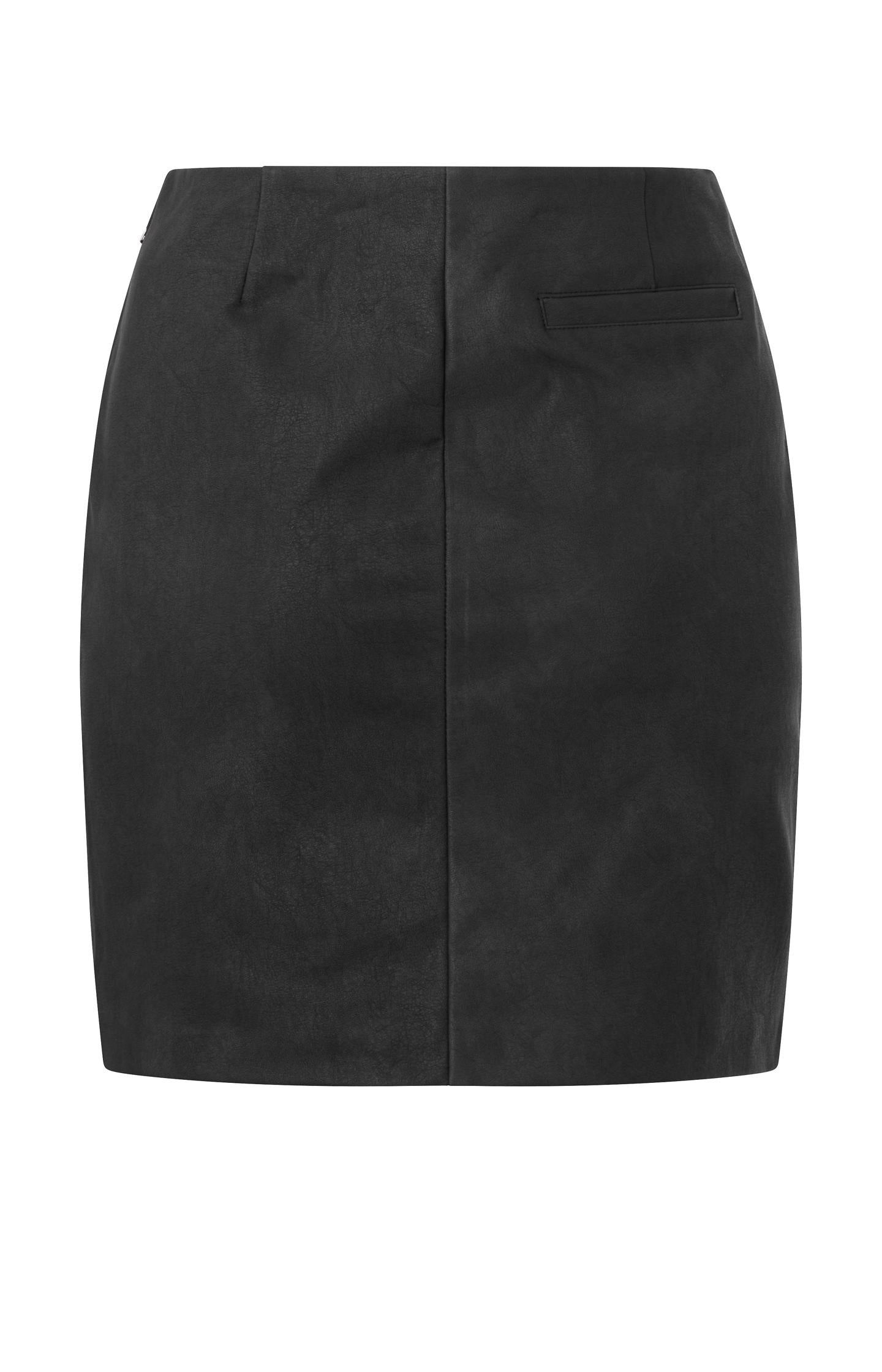 Faux nubuck leather skirt with stitching and back pocket - Anthracite Melange