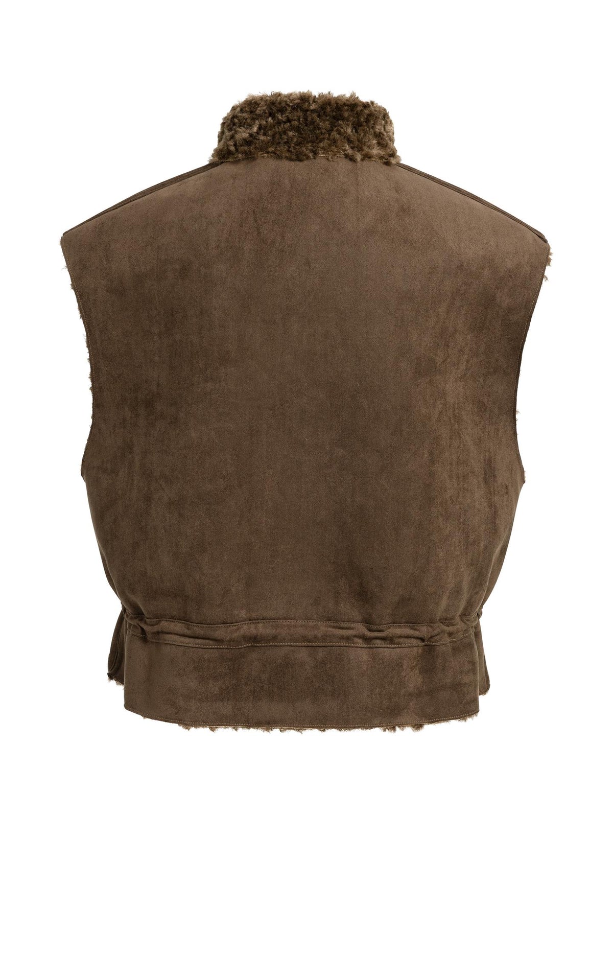 Faux shearling bodywarmer with cord details - Cocoa Brown