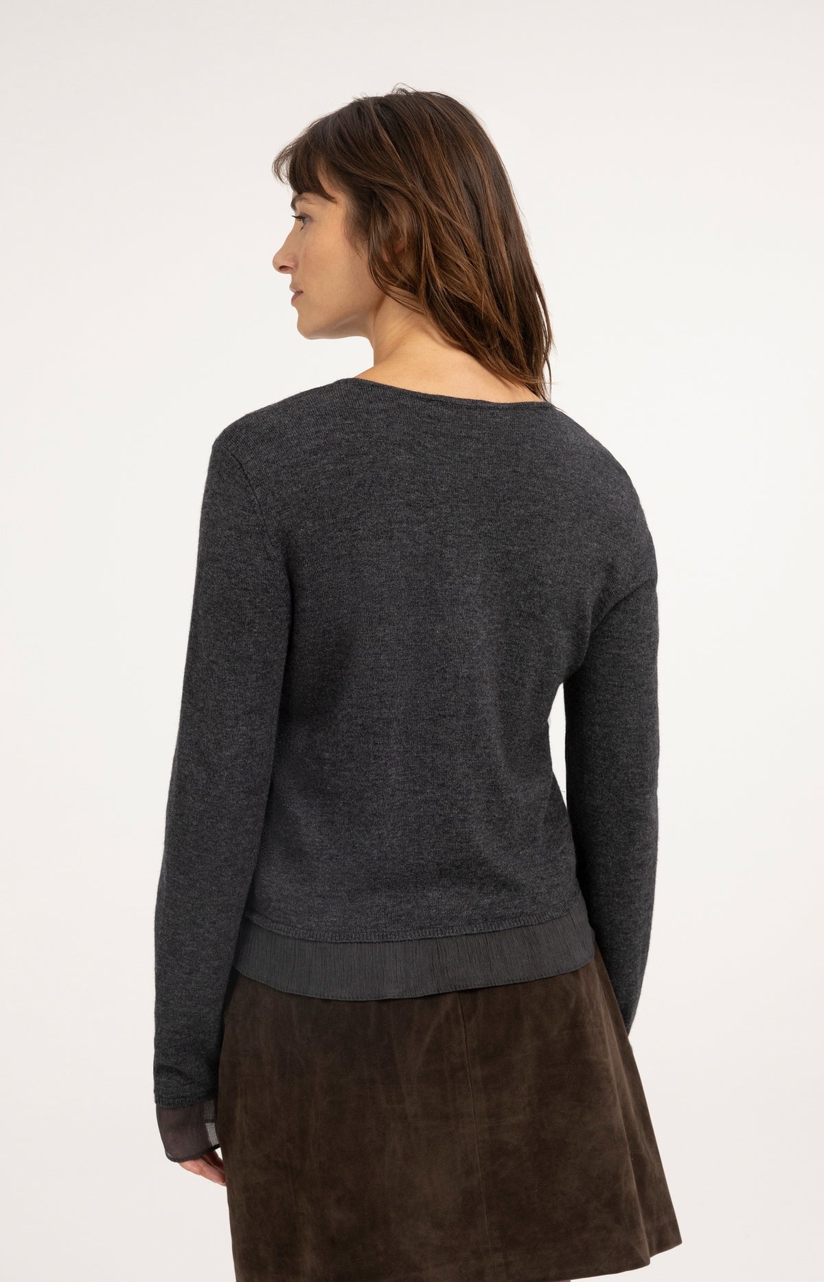 Fine-knit cardigan with button closure - Dark Anthracite Melange