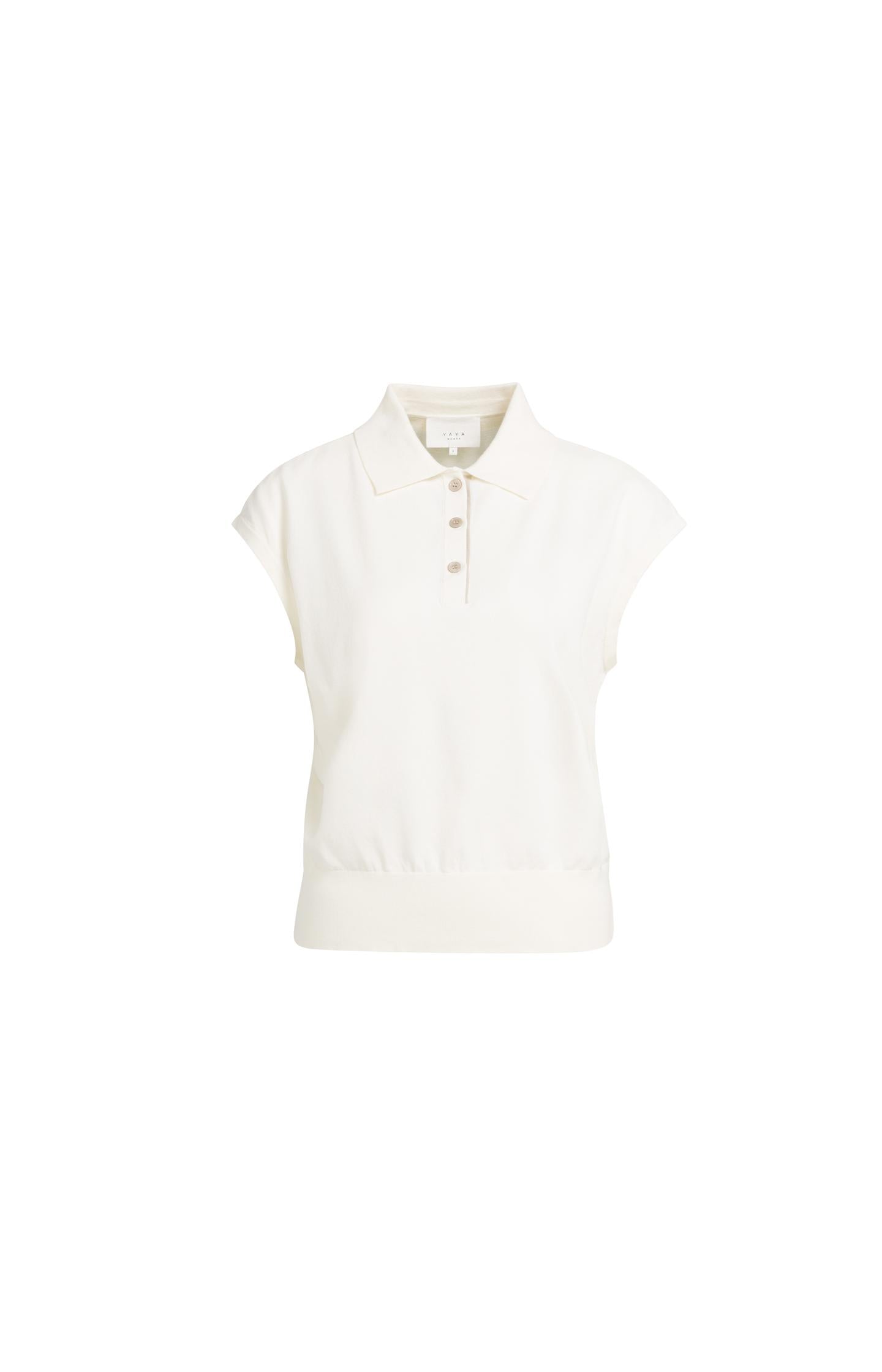 Fine-knit sleeveless polo