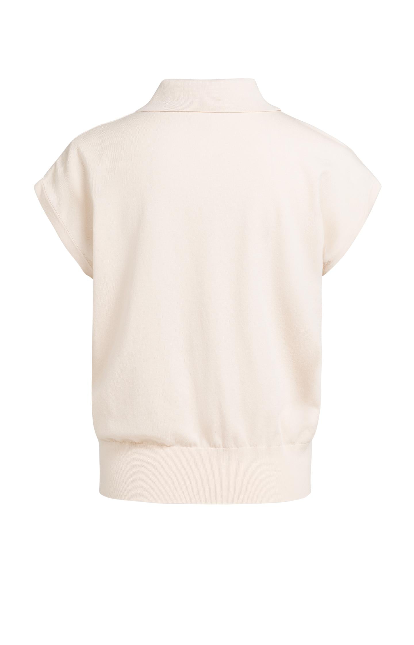Fine-knit sleeveless polo
