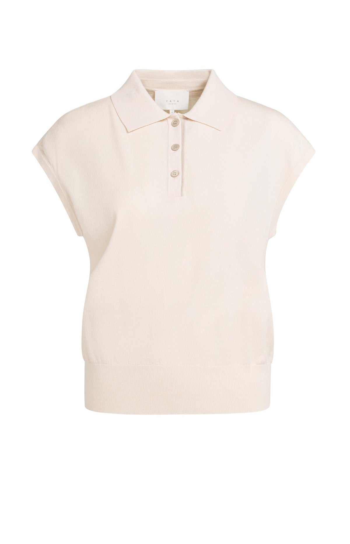 Fine-knit sleeveless polo - Pink