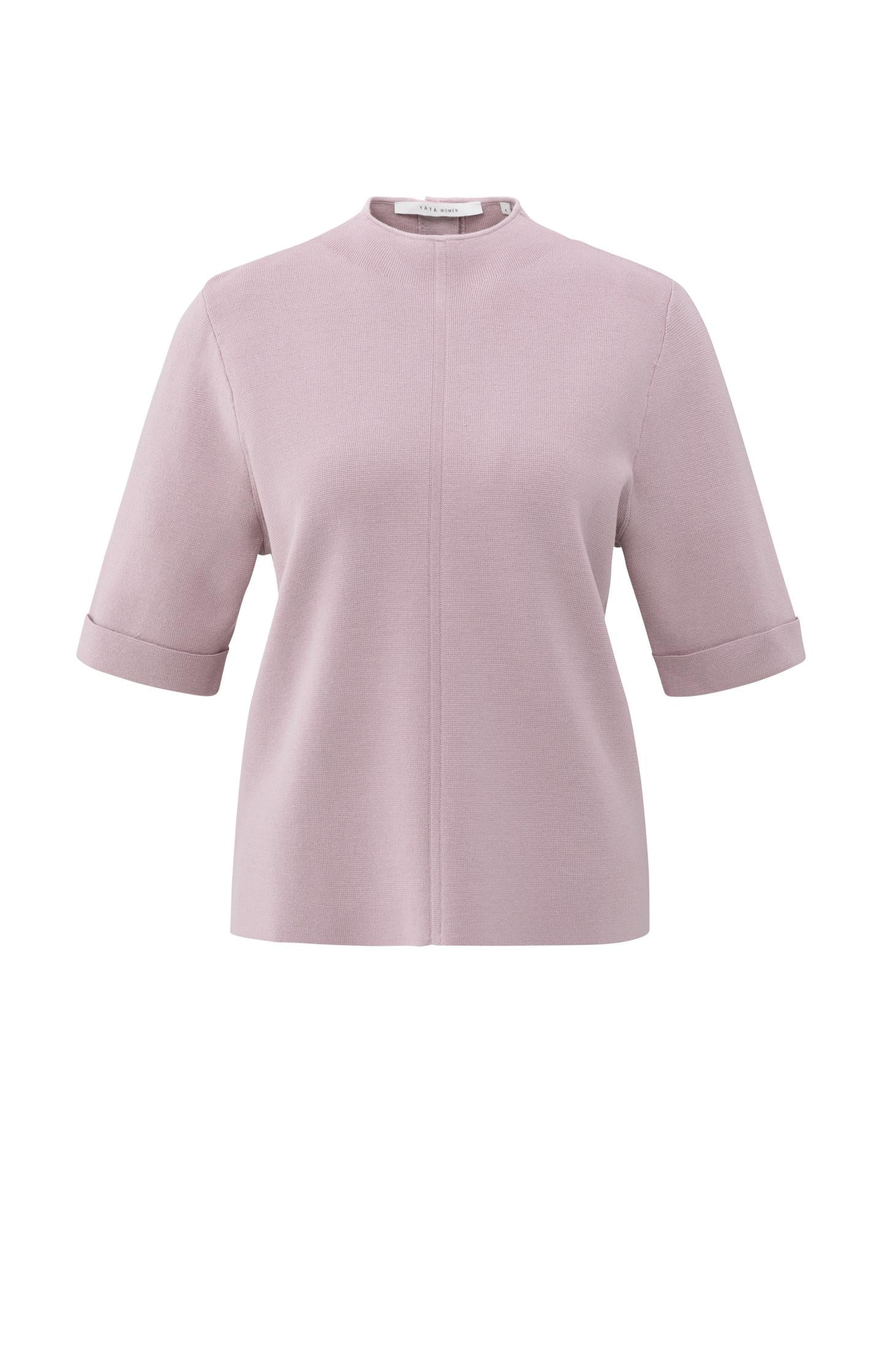 Fine knit sweater with back button detail and short sleeves - Type: product