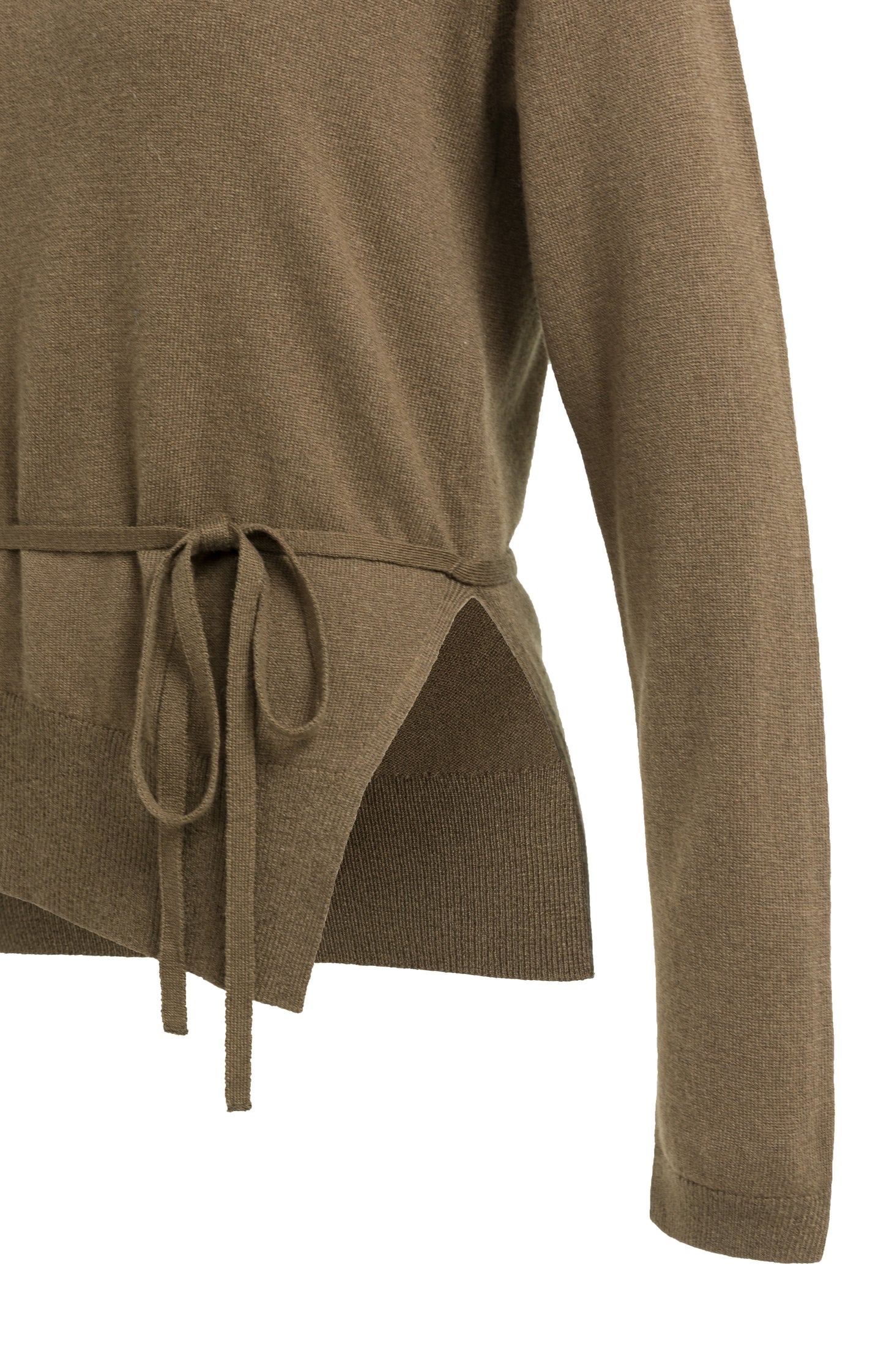 Fine-knit sweater with boat neckline and tie detail