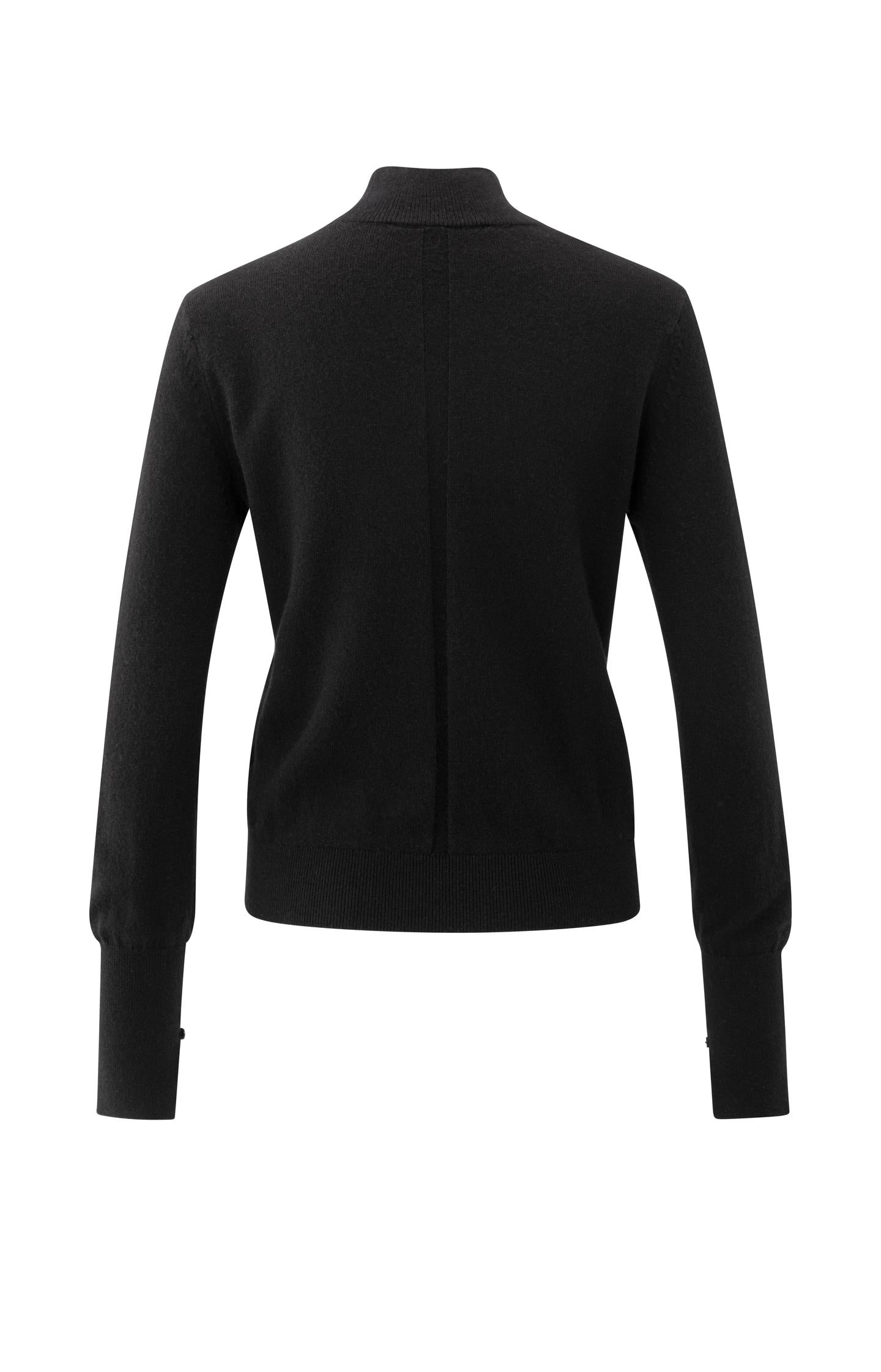 Fine knit sweater with mock neck and cut-out neckline