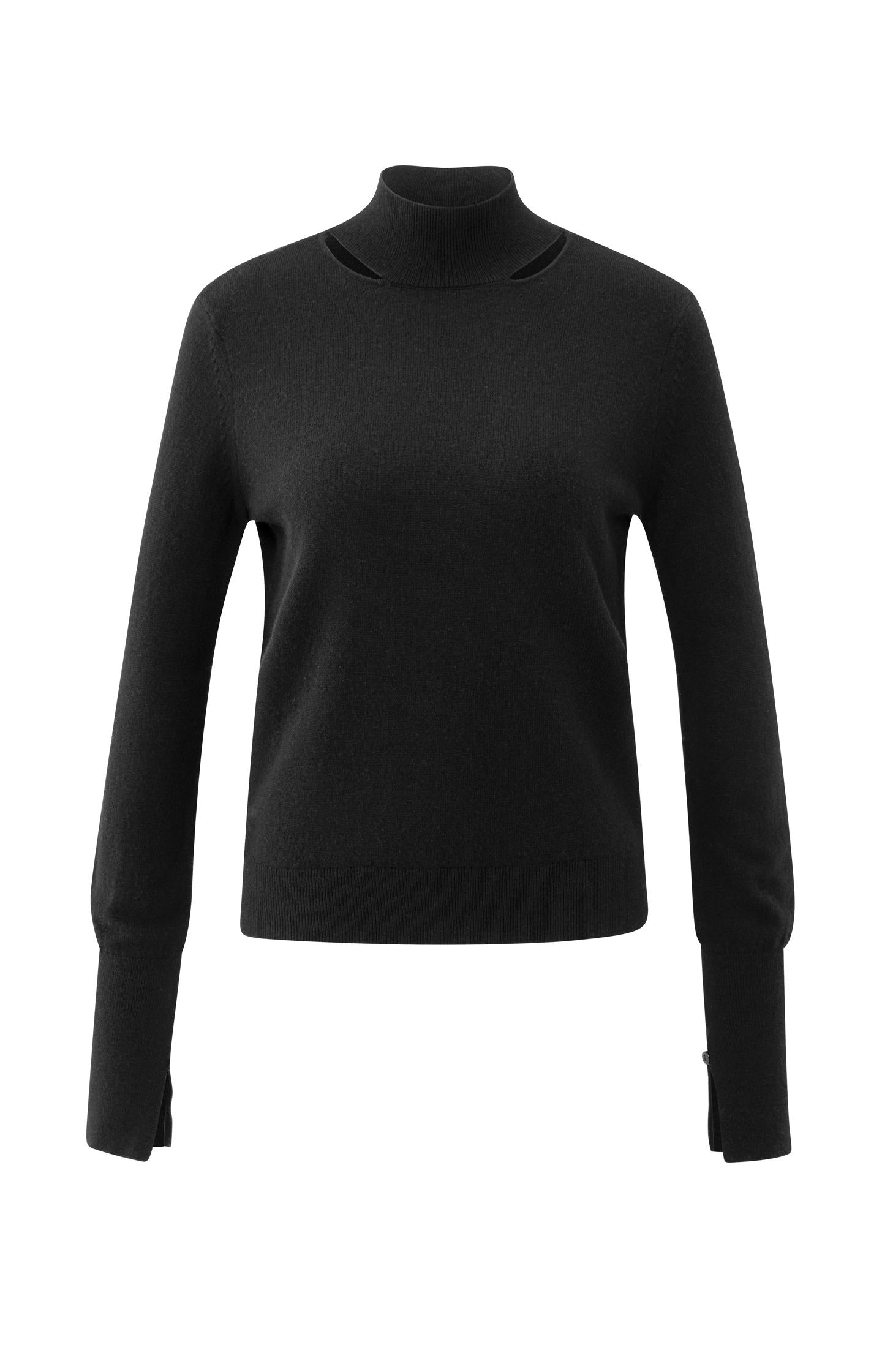 Fine knit sweater with mock neck and cut-out neckline - Type: product