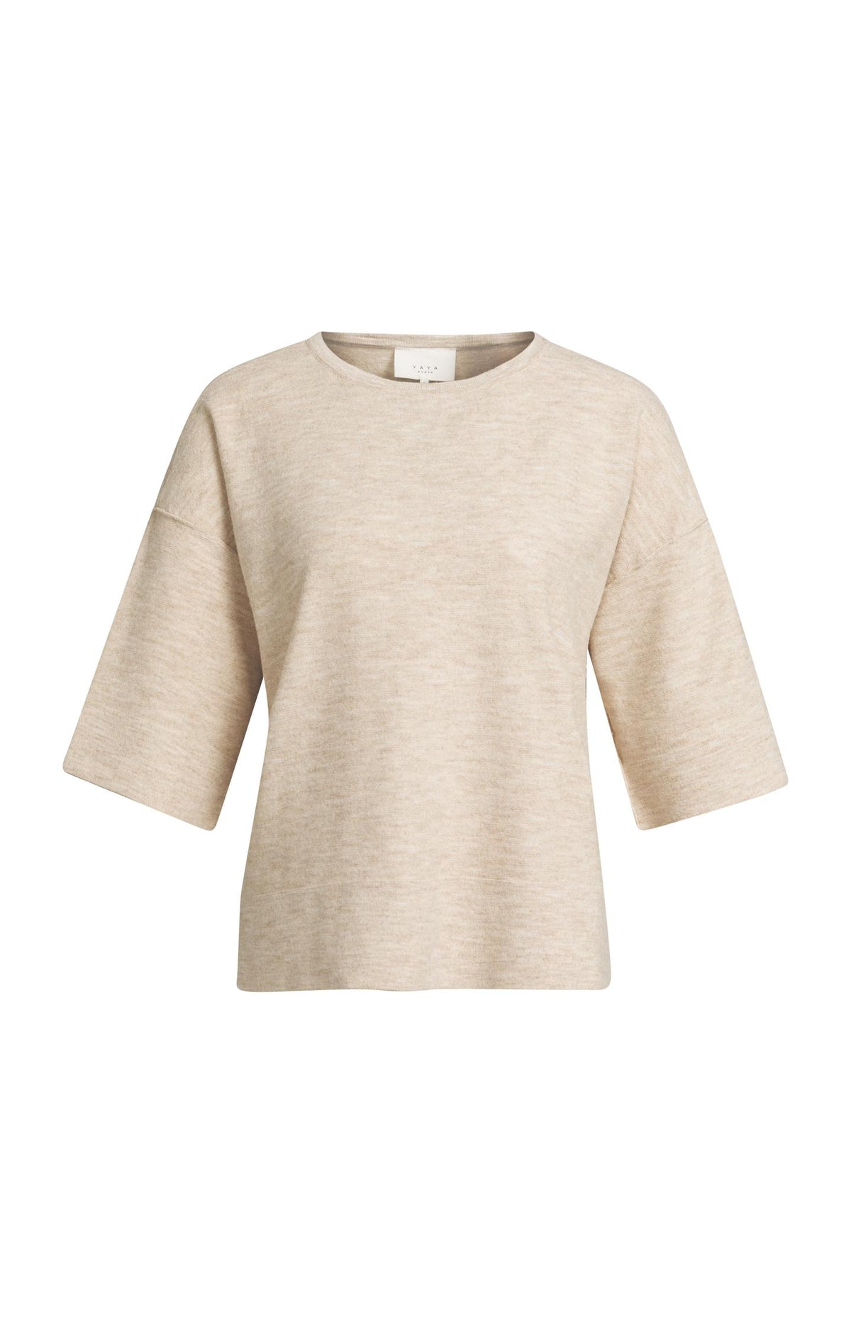 Fine knitted oversized T-shirt with half-length sleeves - Green