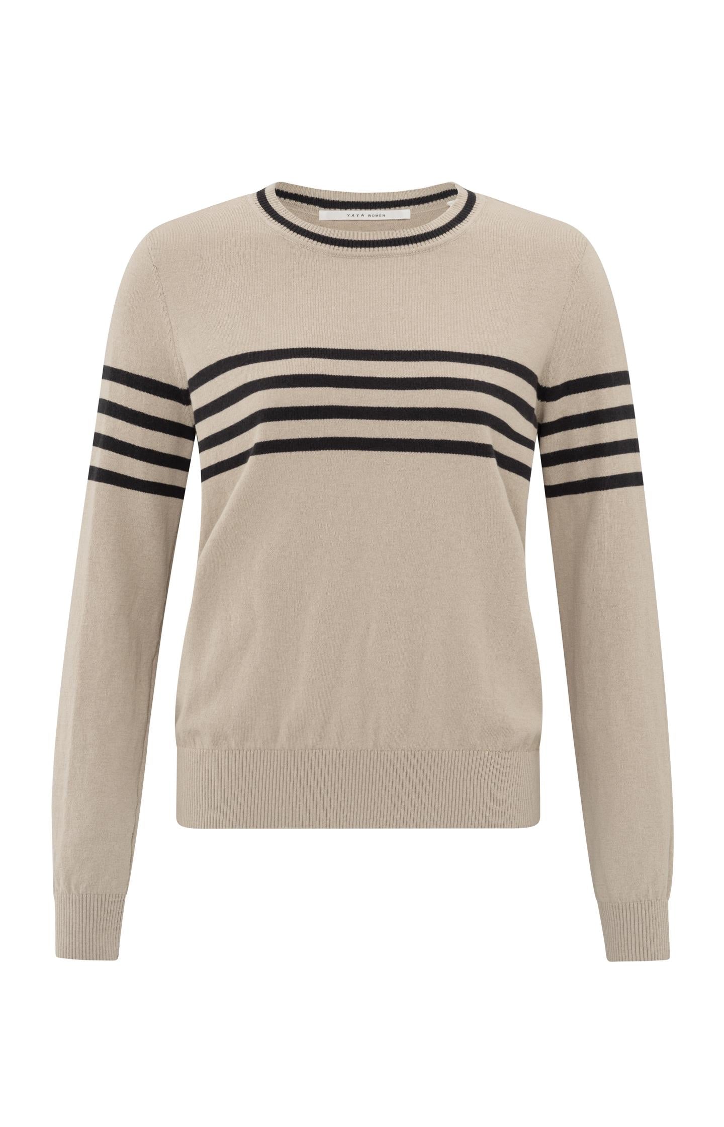 Fine knitted striped sweater with long sleeves - Type: product