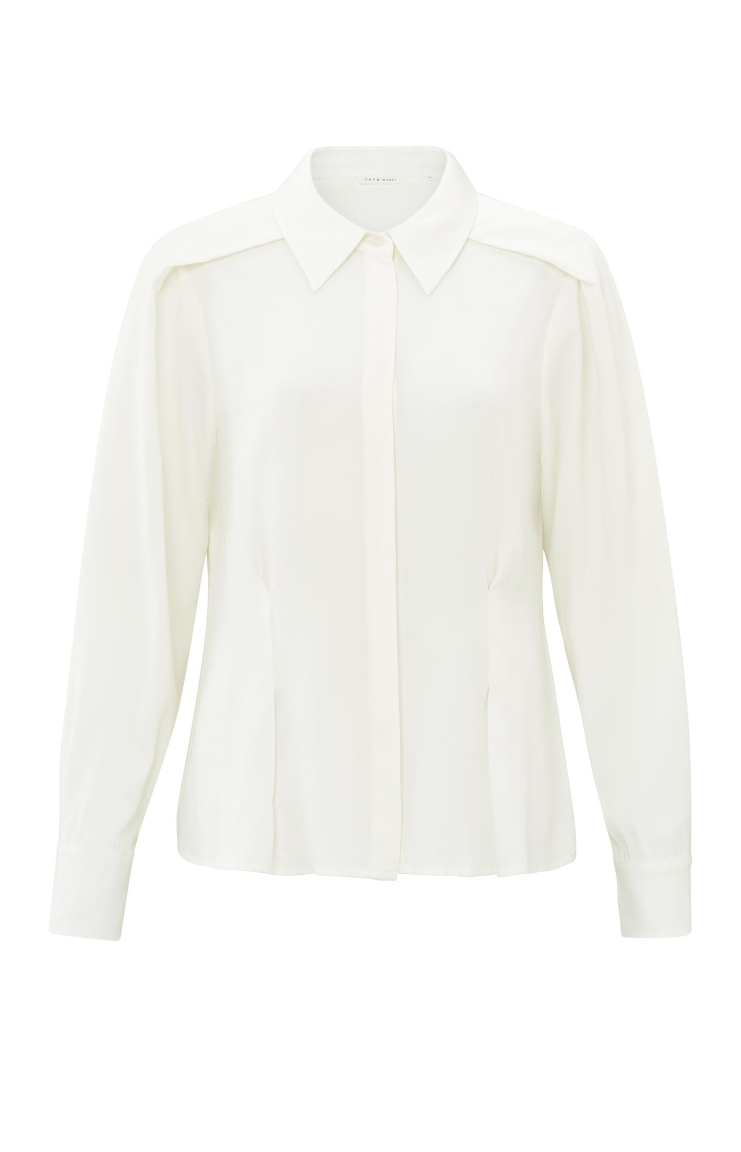 Fitted blouse with long sleeves and shoulder accents - Type: product