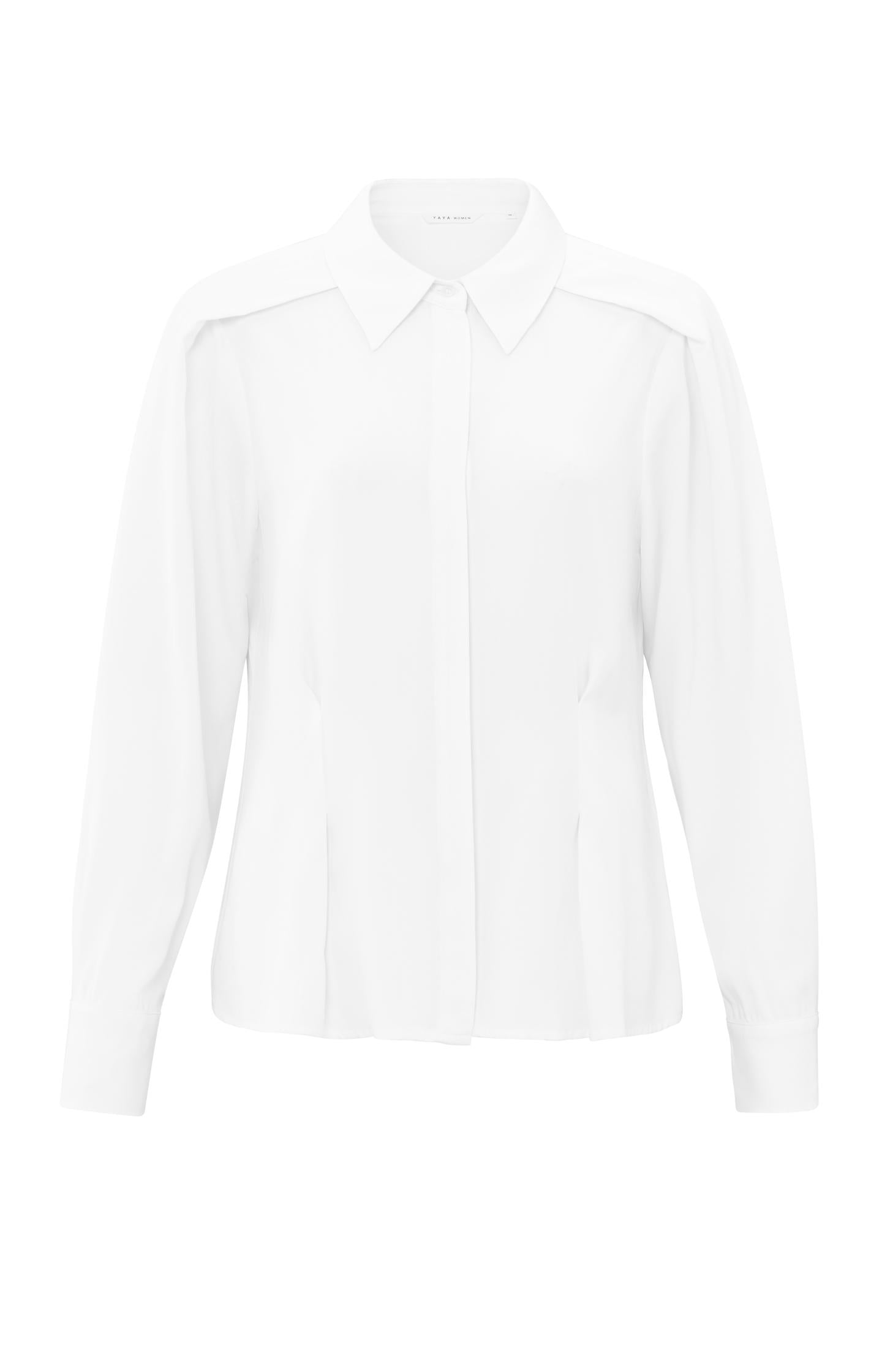 Fitted blouse with long sleeves and shoulder accents - Type: product