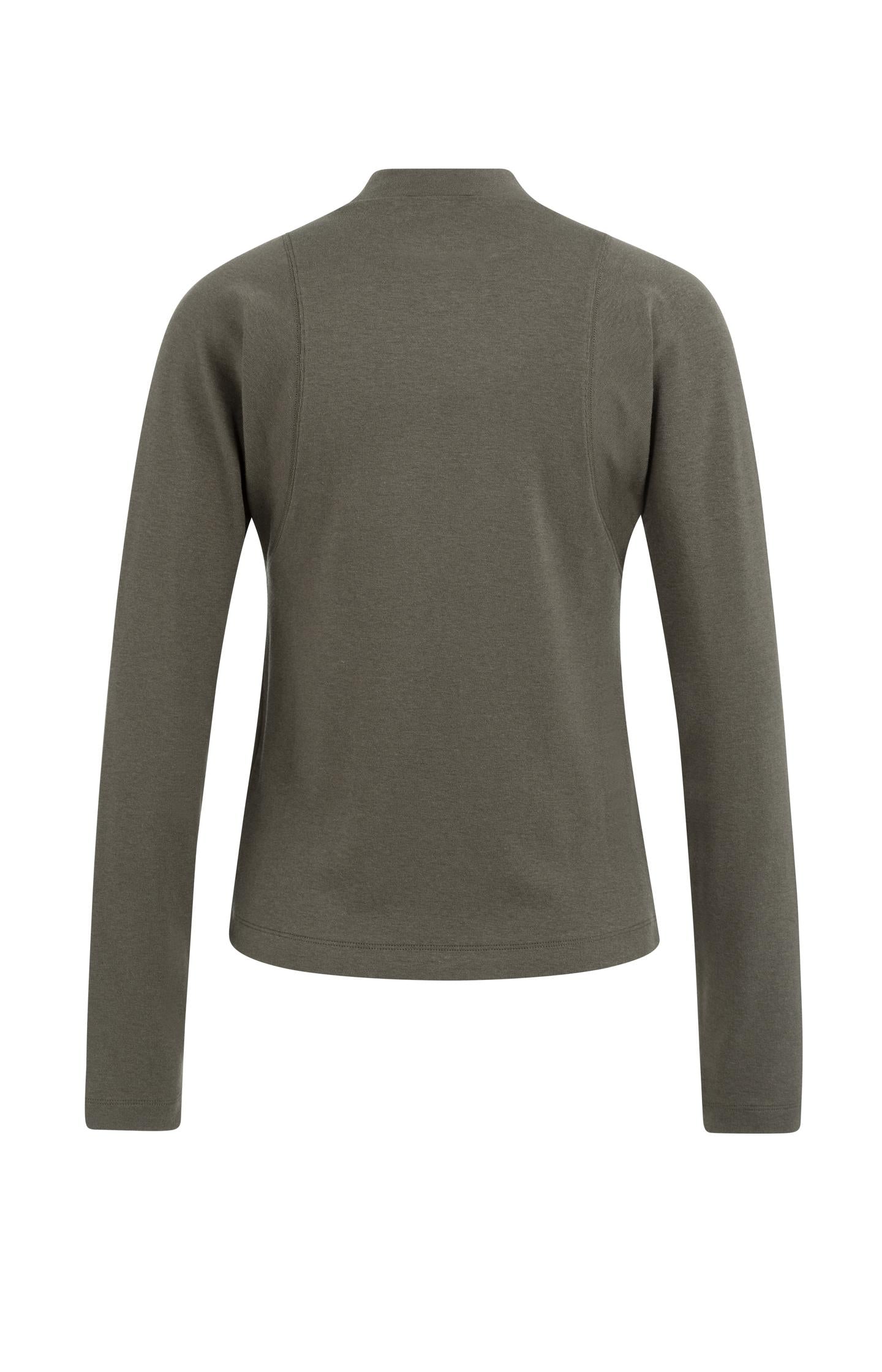Fitted long sleeve top with mock neck