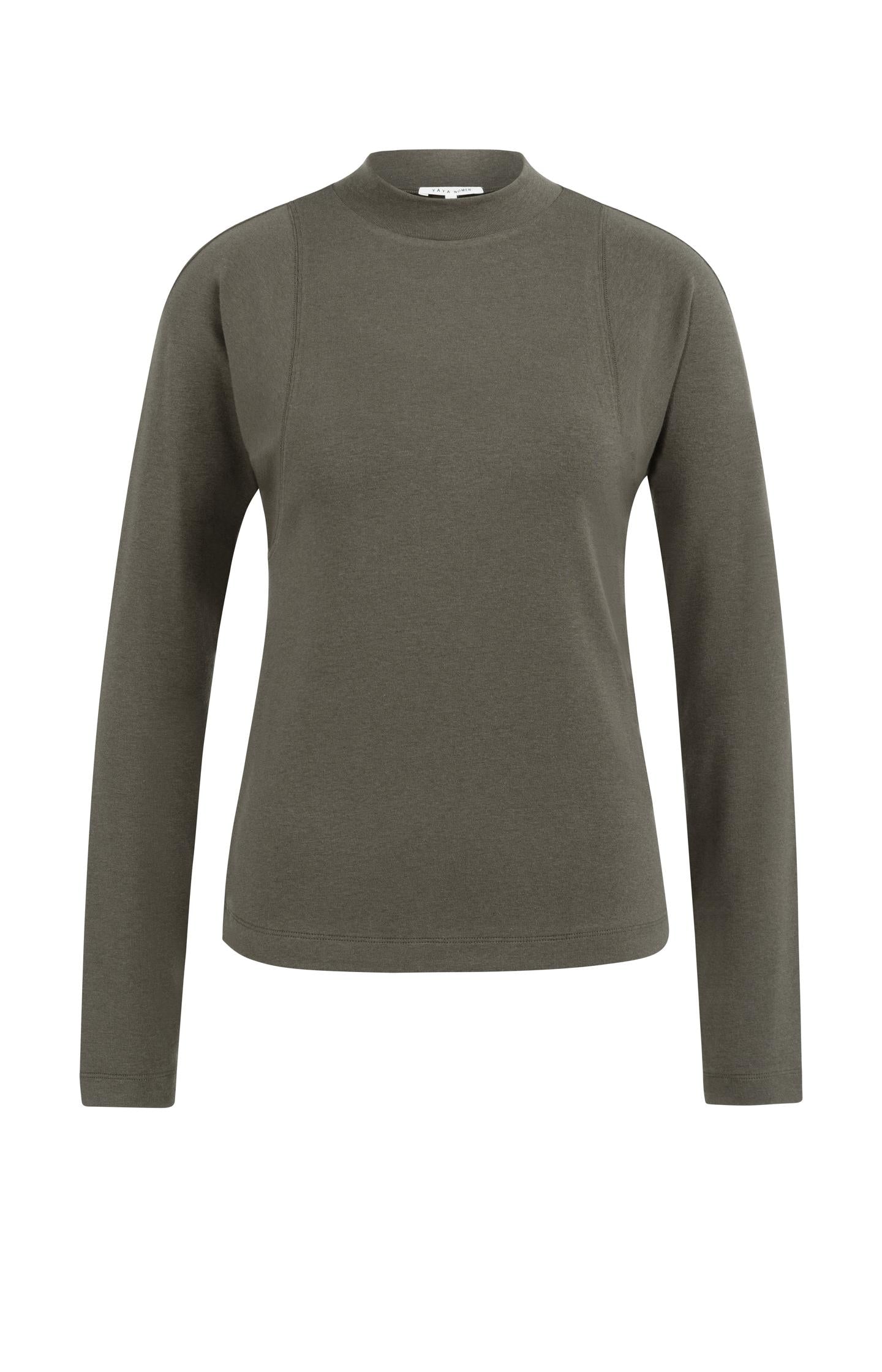Fitted long sleeve top with mock neck - Type: product