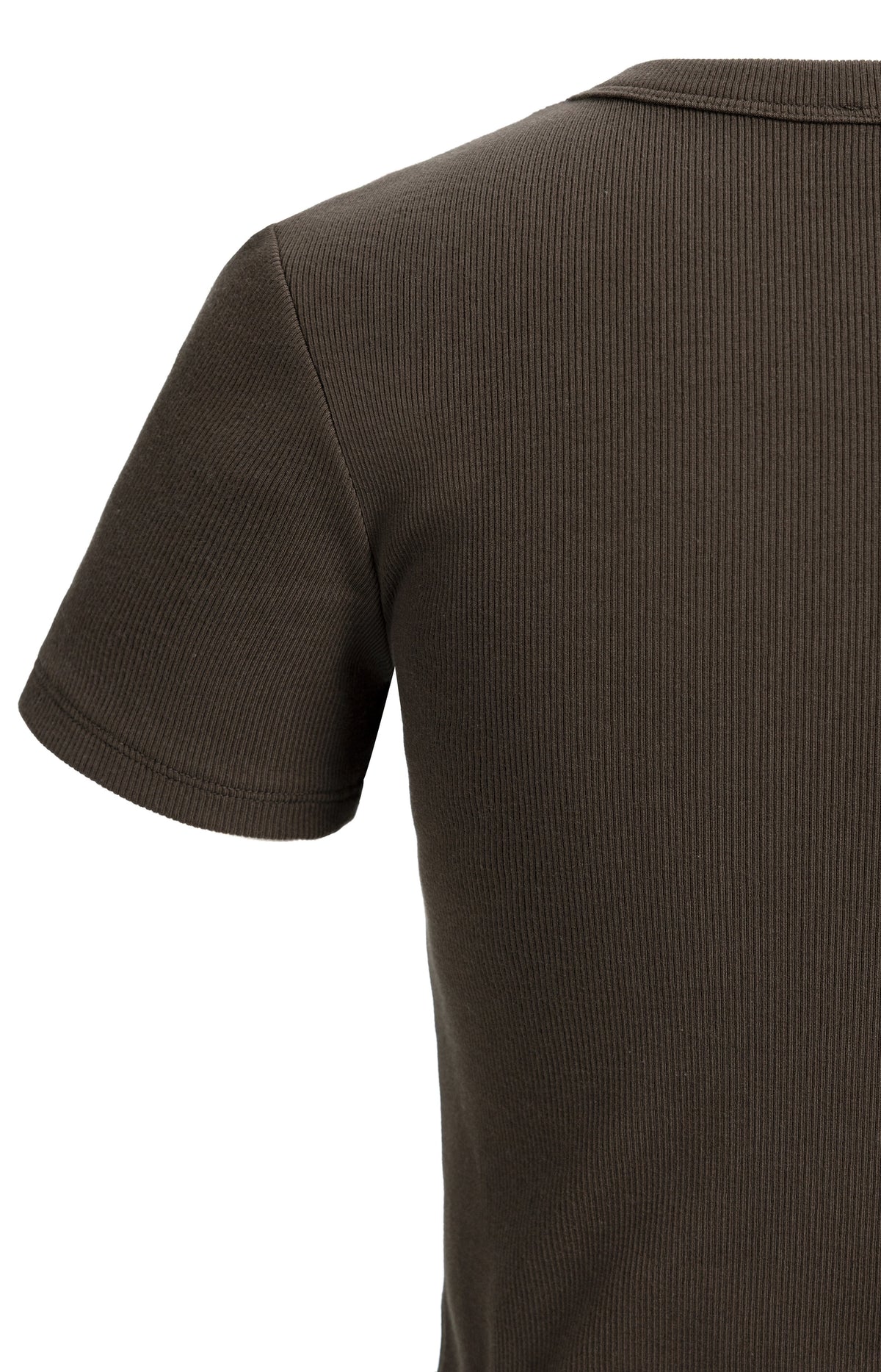 Fitted ribbed T-shirt with round neck - Delicioso Brown
